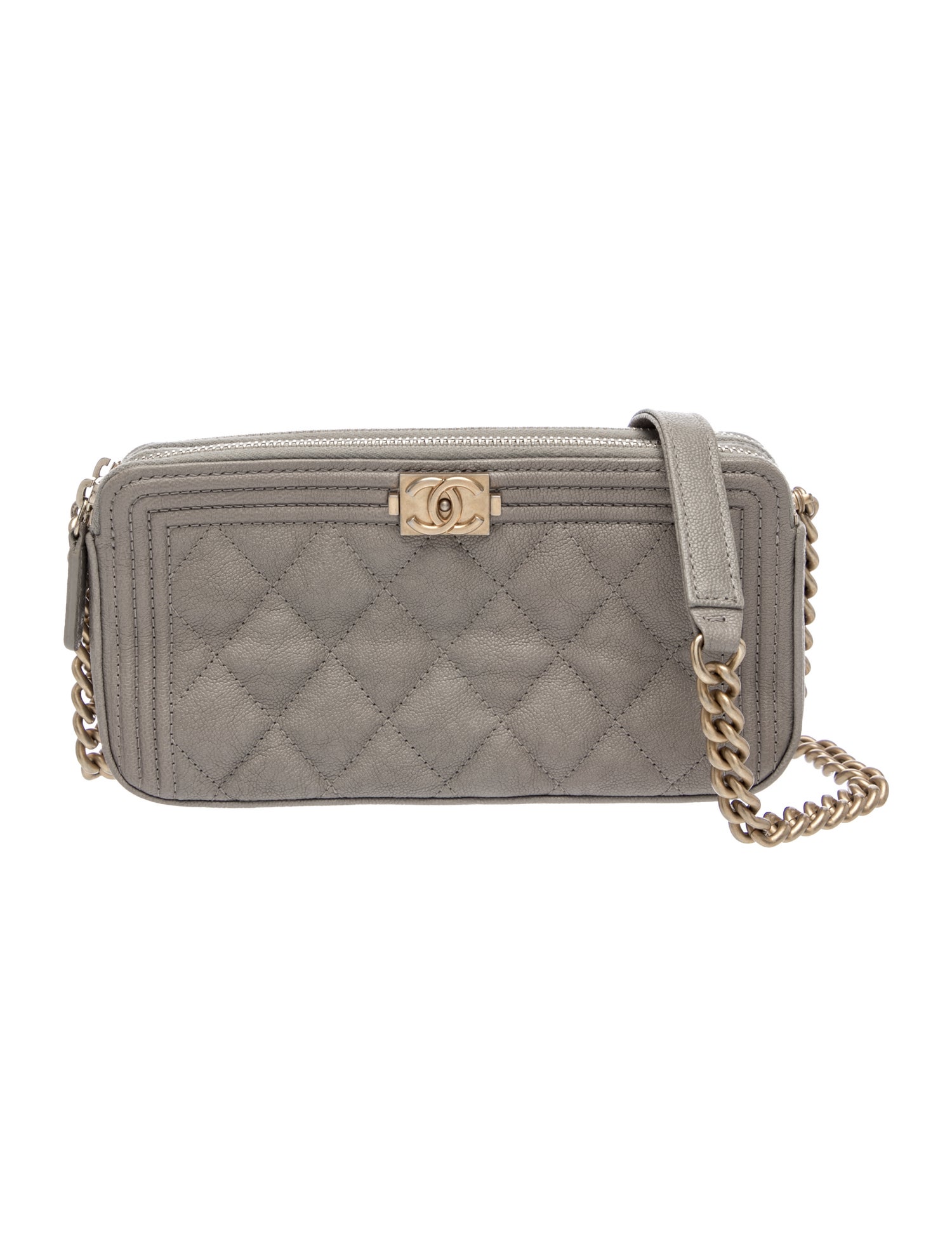 Chanel Boy Double Zip Clutch w/ Chain