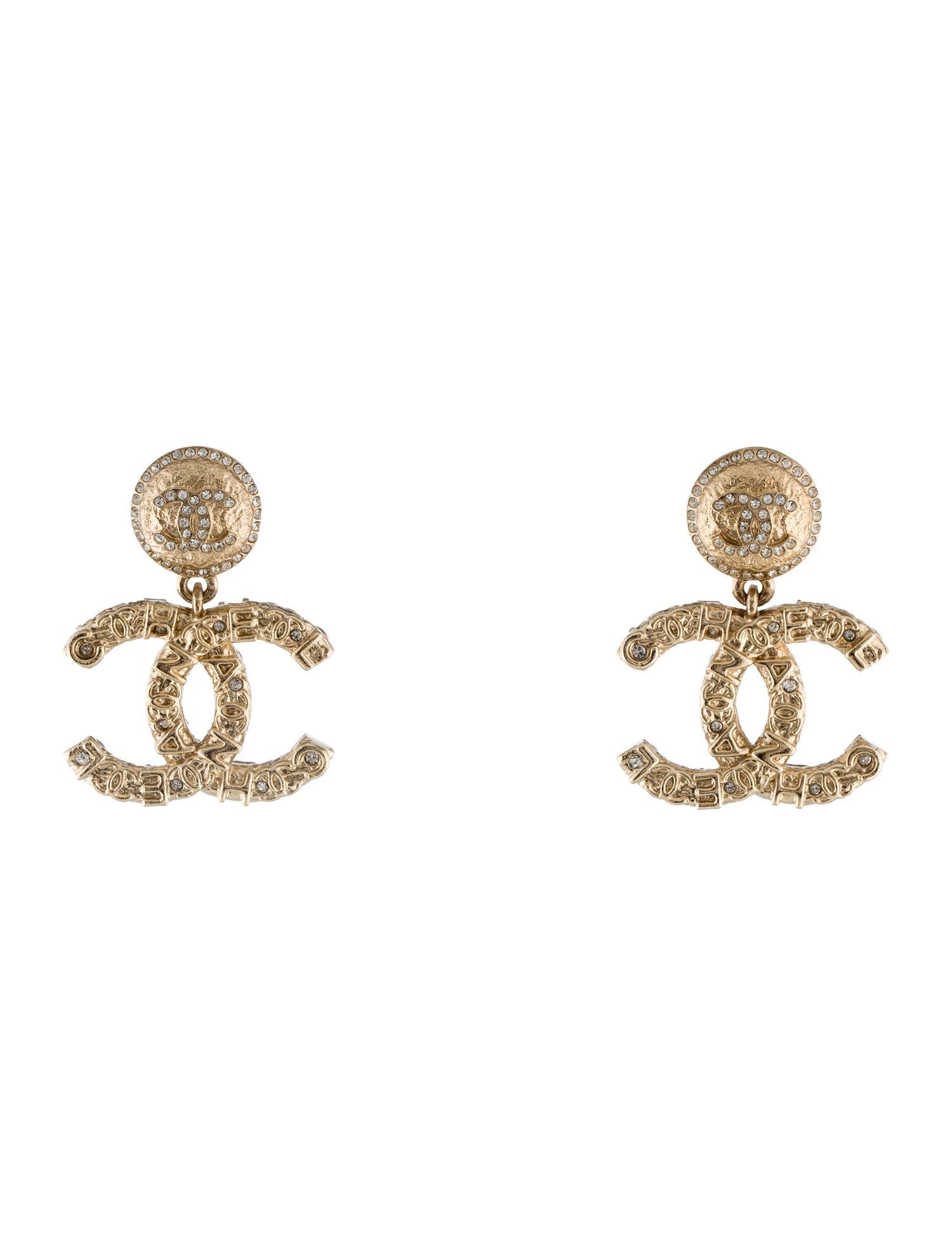 Chanel Strass CC Drop Earrings