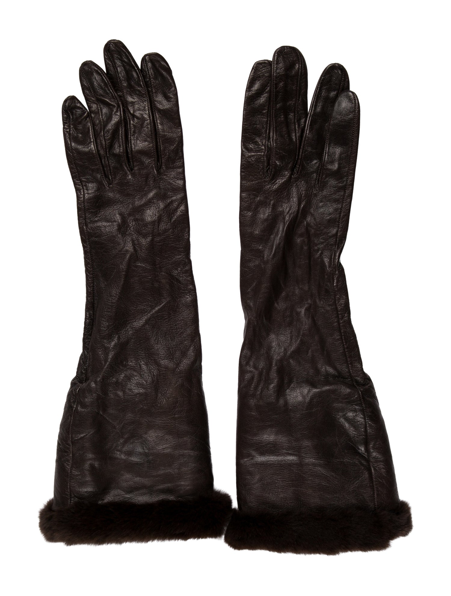 Chanel Leather CC Fur-Trimmed Gloves