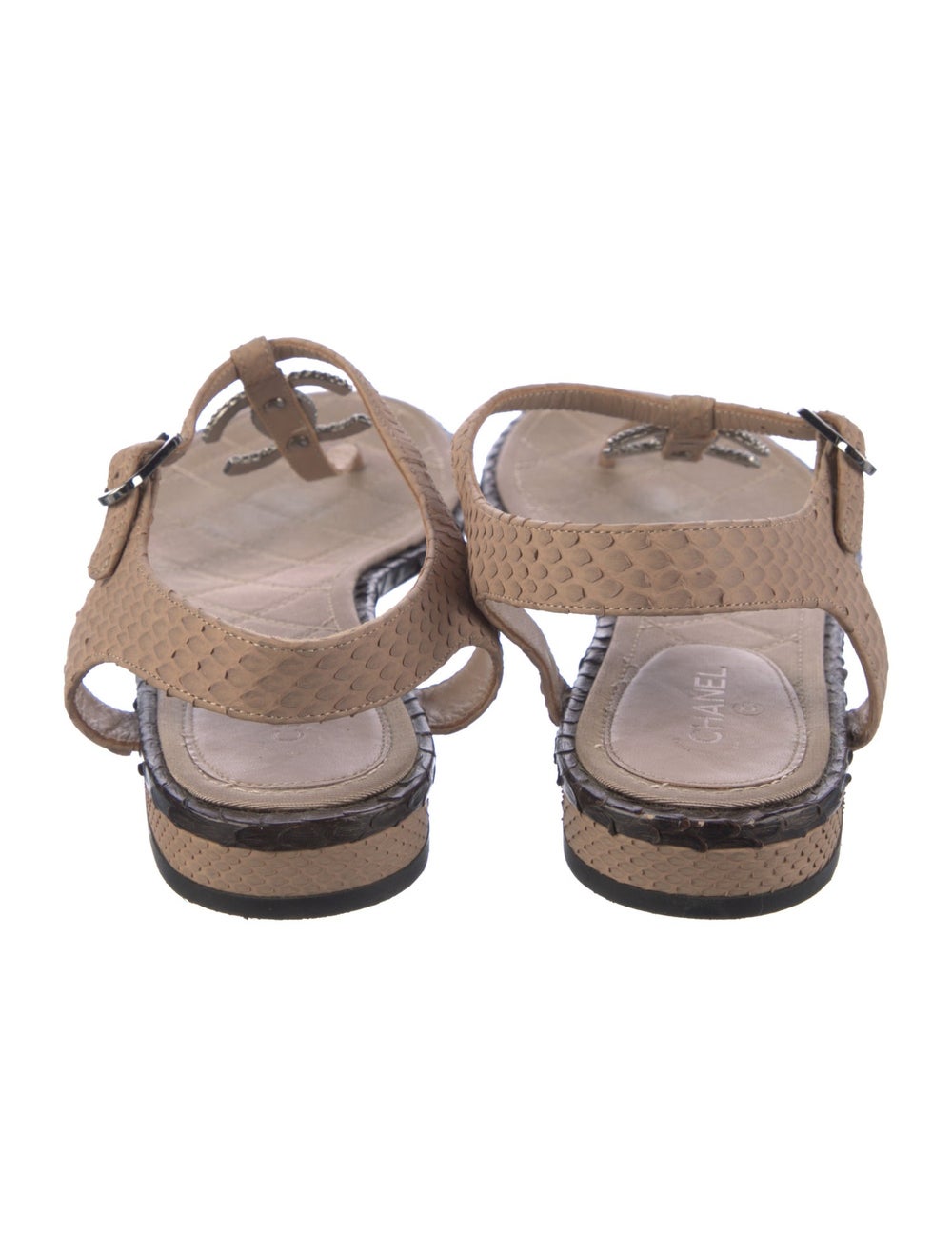 Chanel Interlocking CC Logo Python T-Strap Sandals - image 4