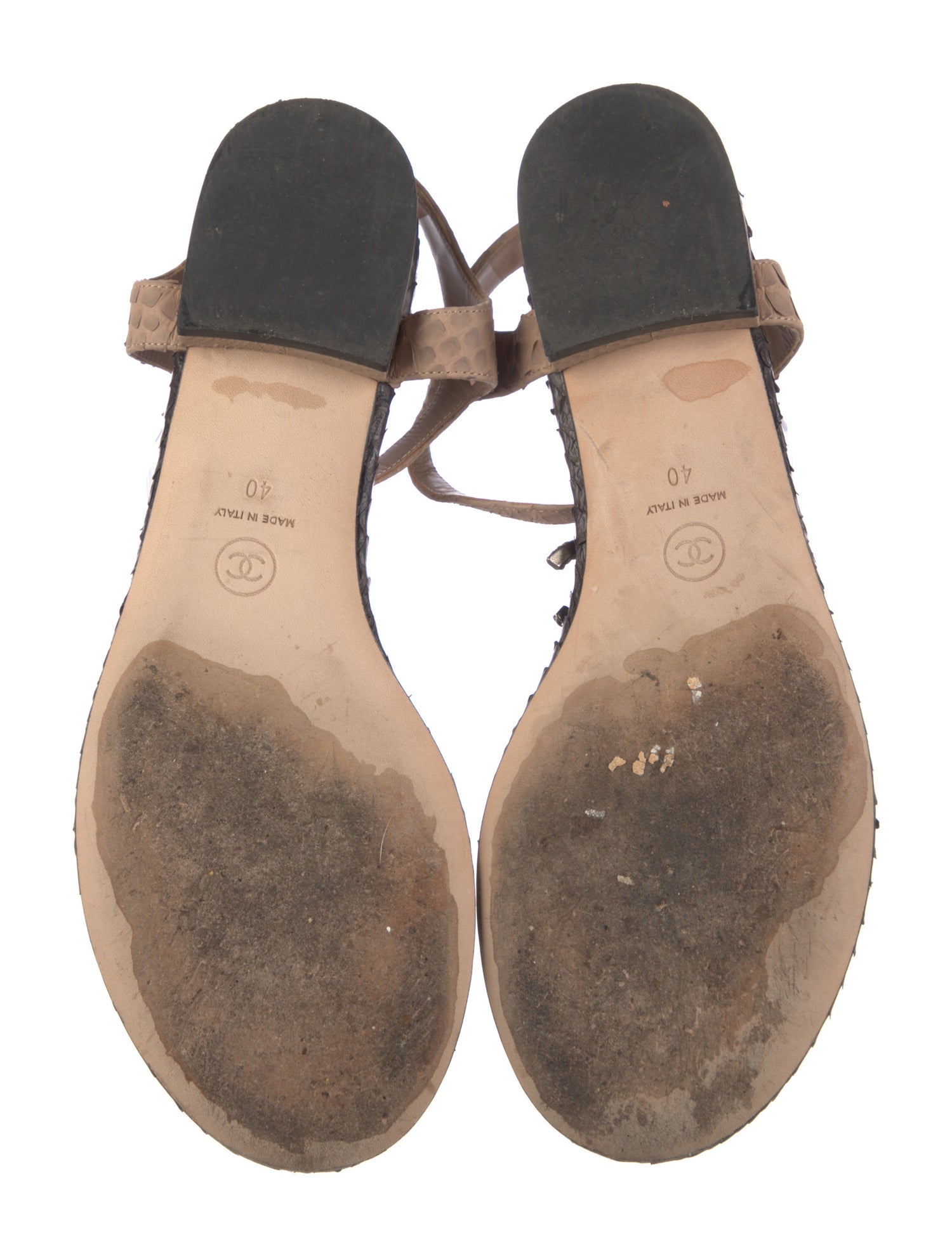 Interlocking CC Logo Python T-Strap Sandals