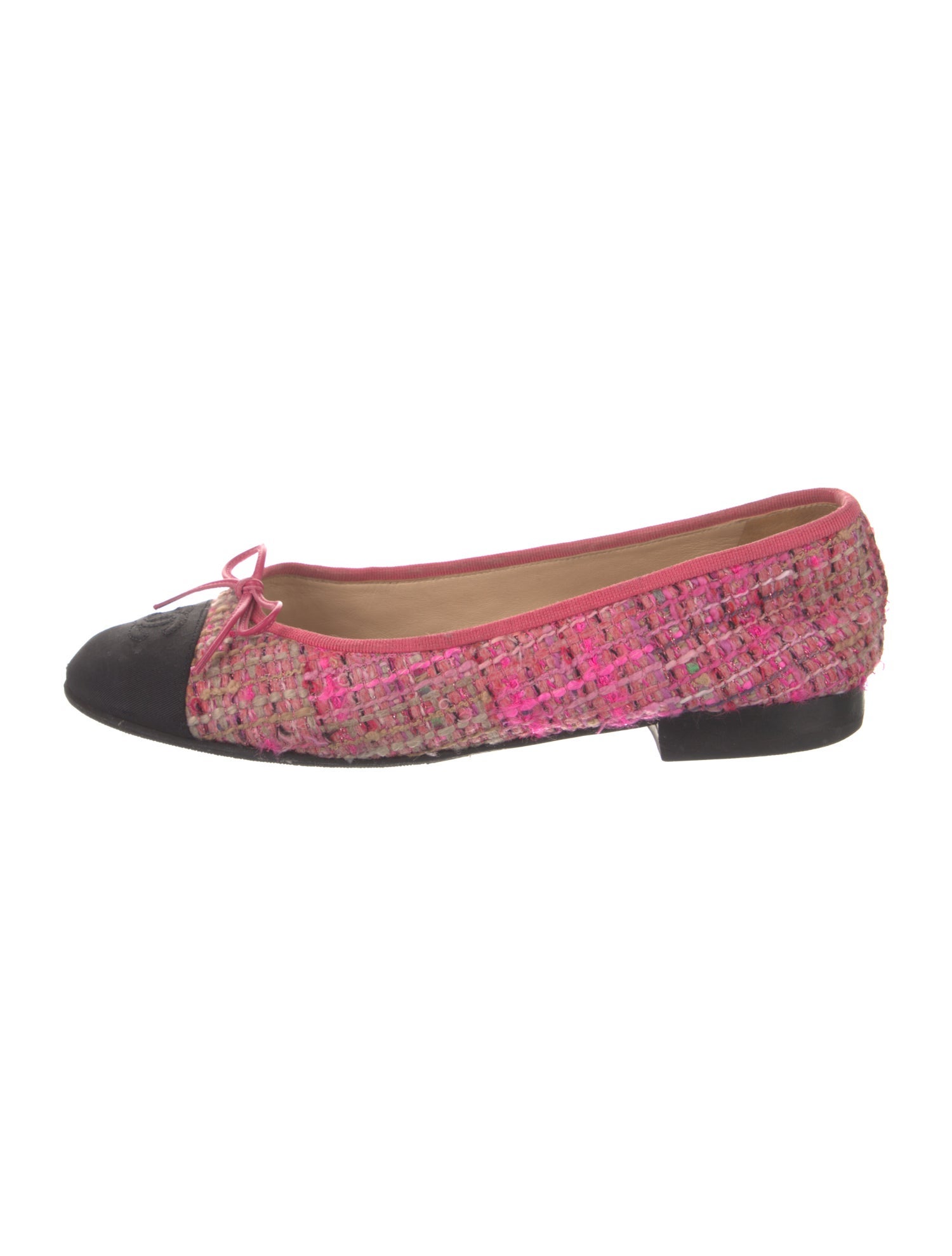 Chanel Interlocking CC Logo Tweed Flats