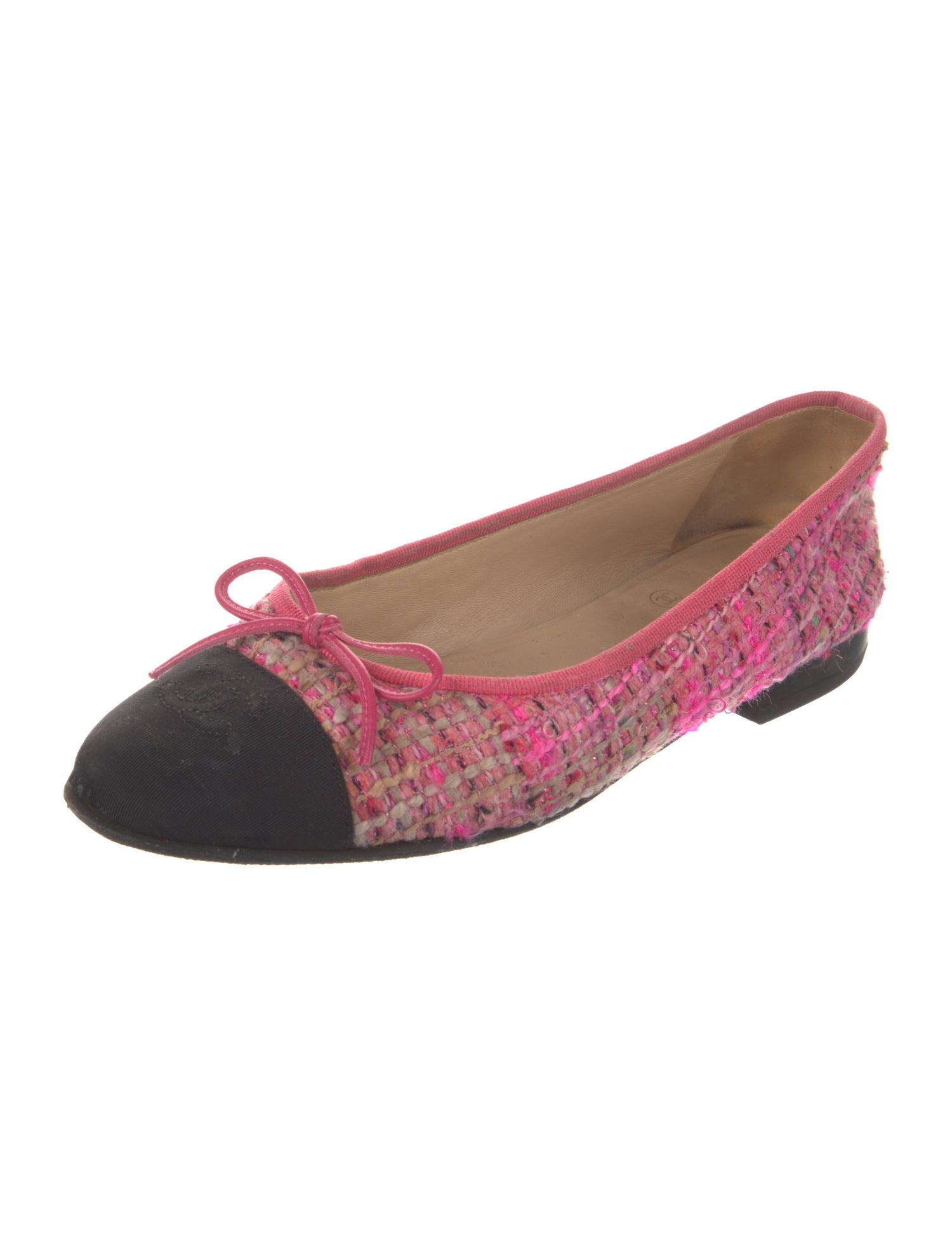 Chanel Interlocking CC Logo Tweed Flats