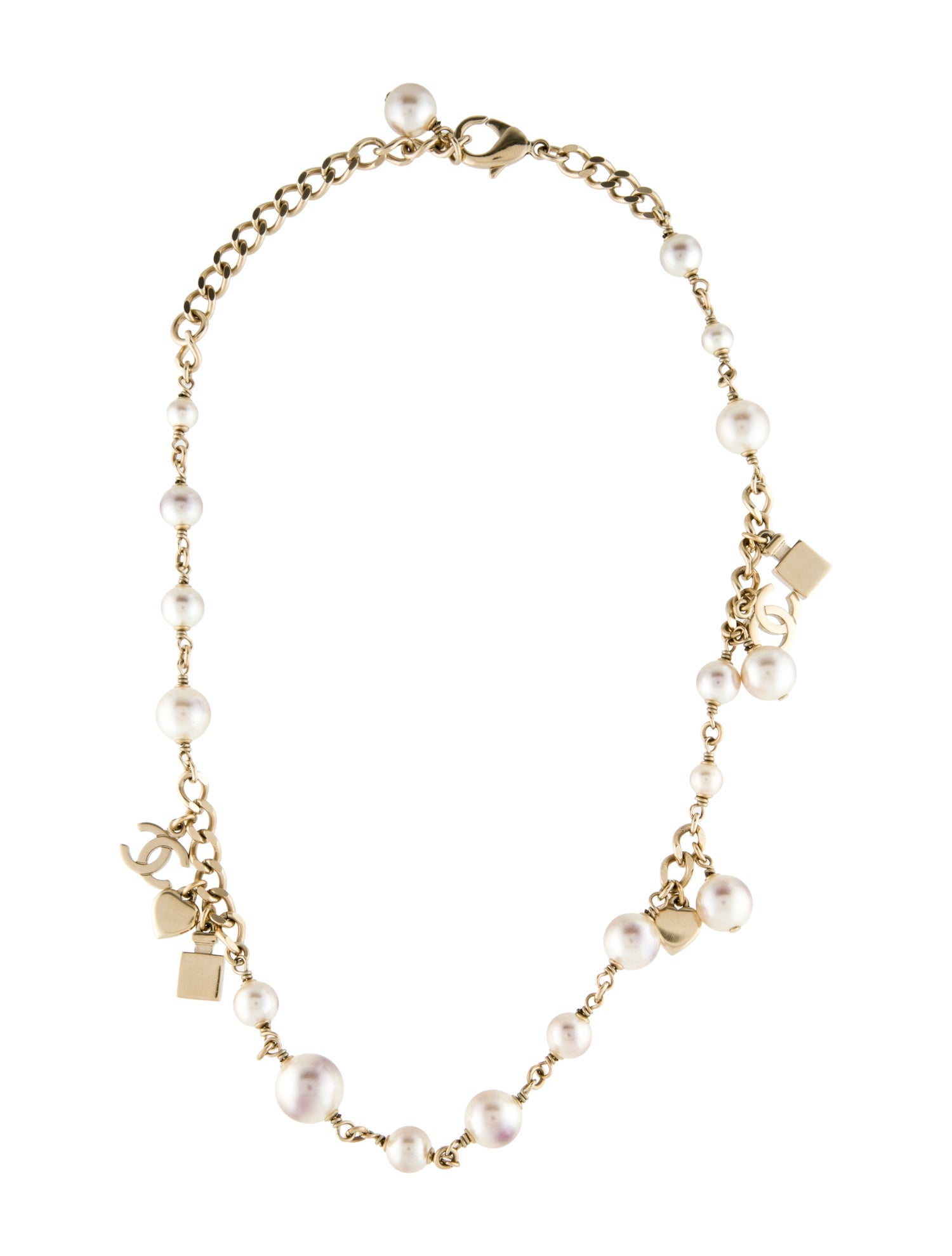 Chanel Faux Pearl CC Iconic Charm Necklace
