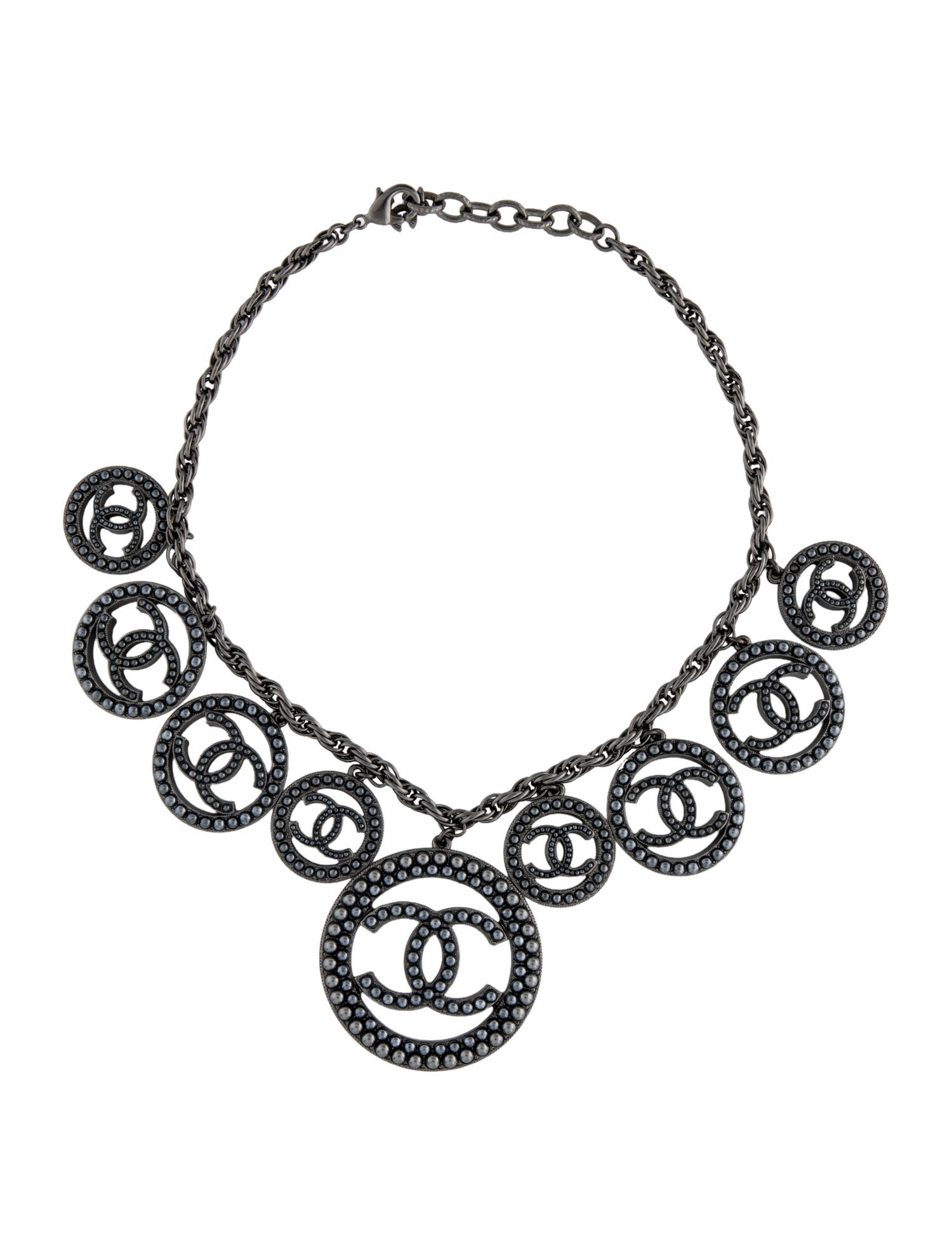 Chanel Faux Pearl CC Collar Necklace
