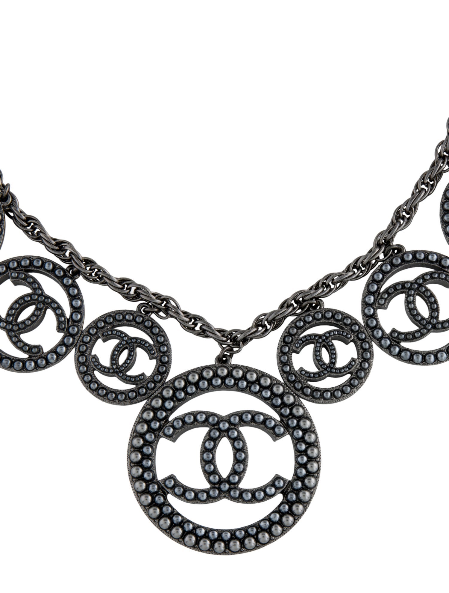Chanel Faux Pearl CC Collar Necklace