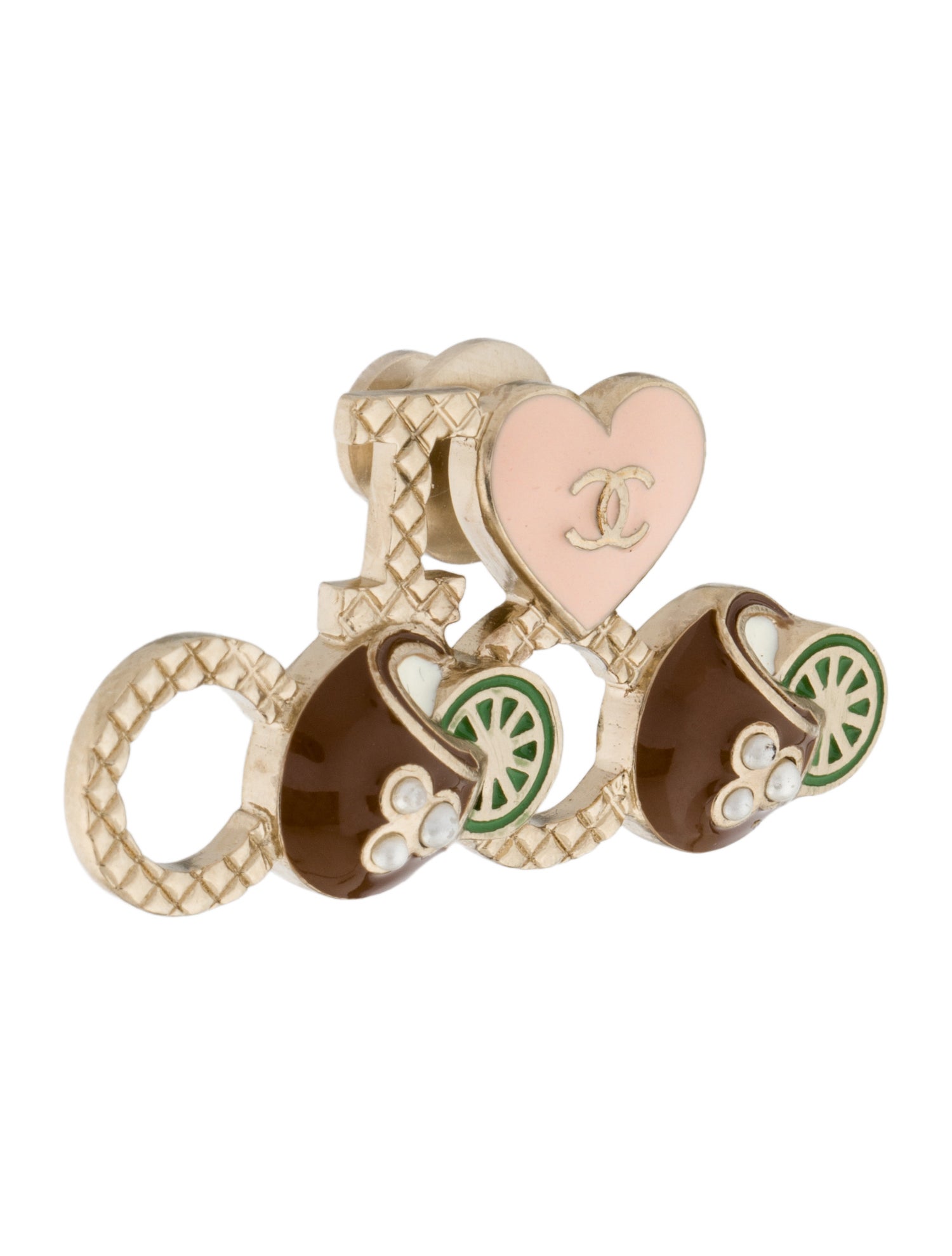Chanel Faux Pearl & Enamel 'I Love Coco' Pin