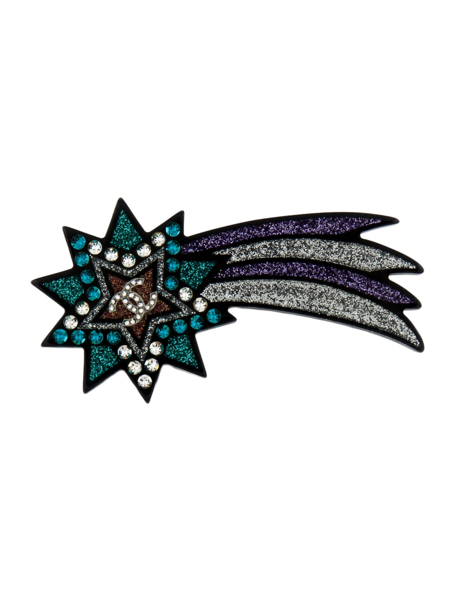 Chanel Resin, Strass & Glitter Shooting Star Brooch
