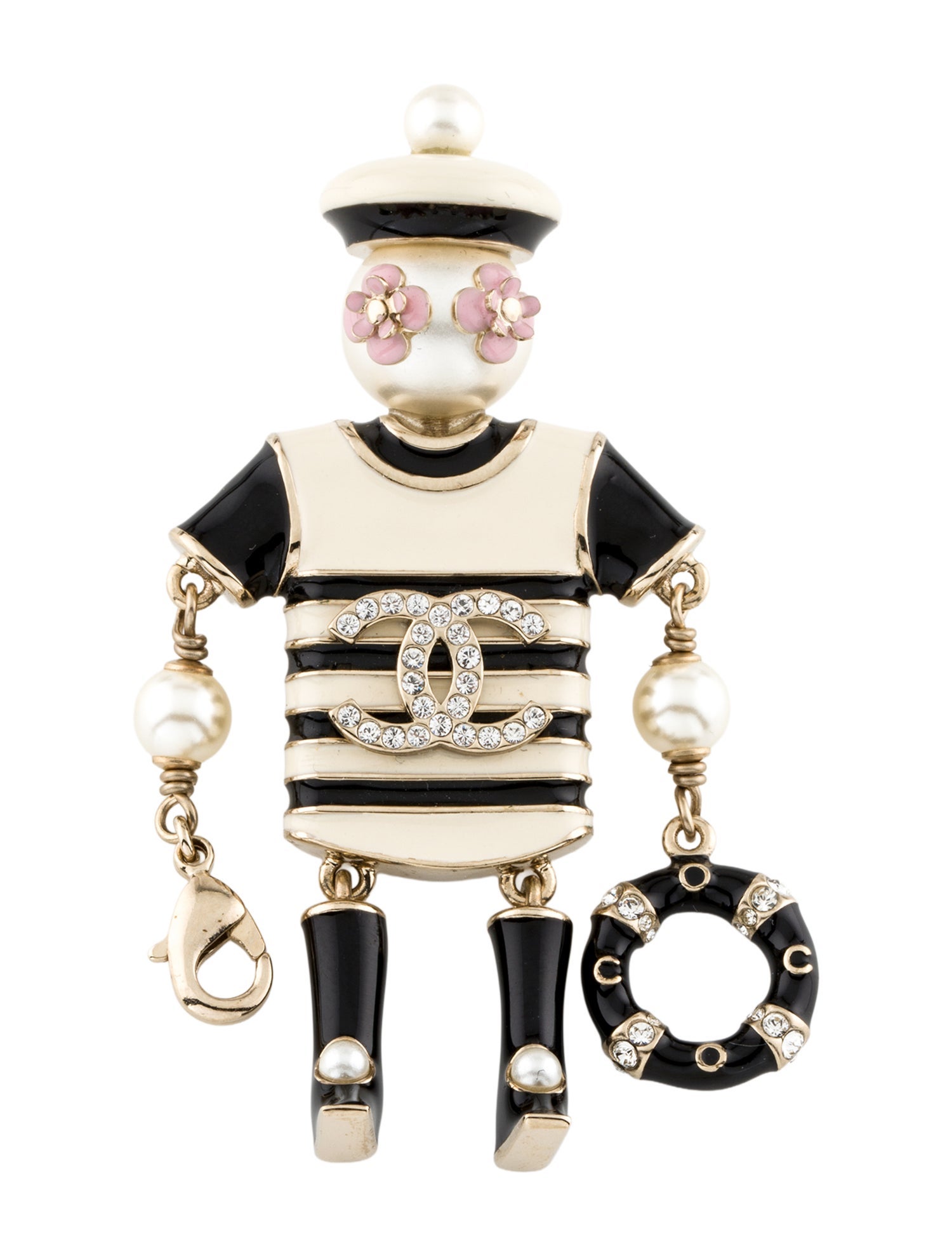 Chanel Faux Pearl, Strass & Enamel Mariner Brooch