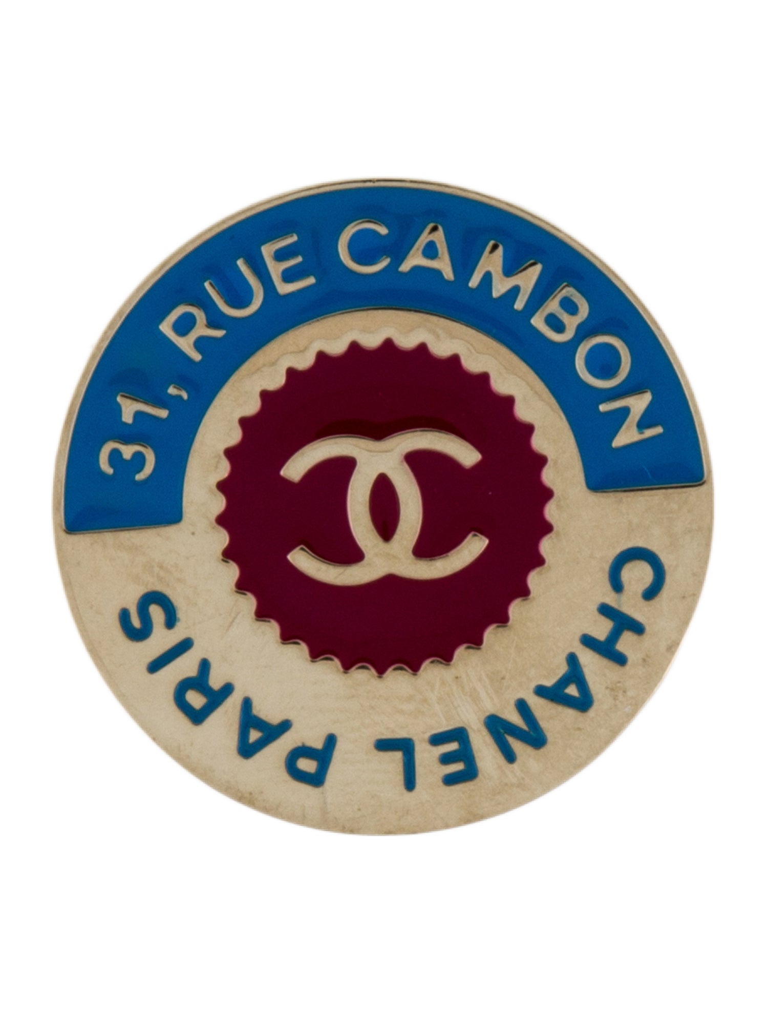 Chanel Enamel '31 RUE CAMBON' CC Pin