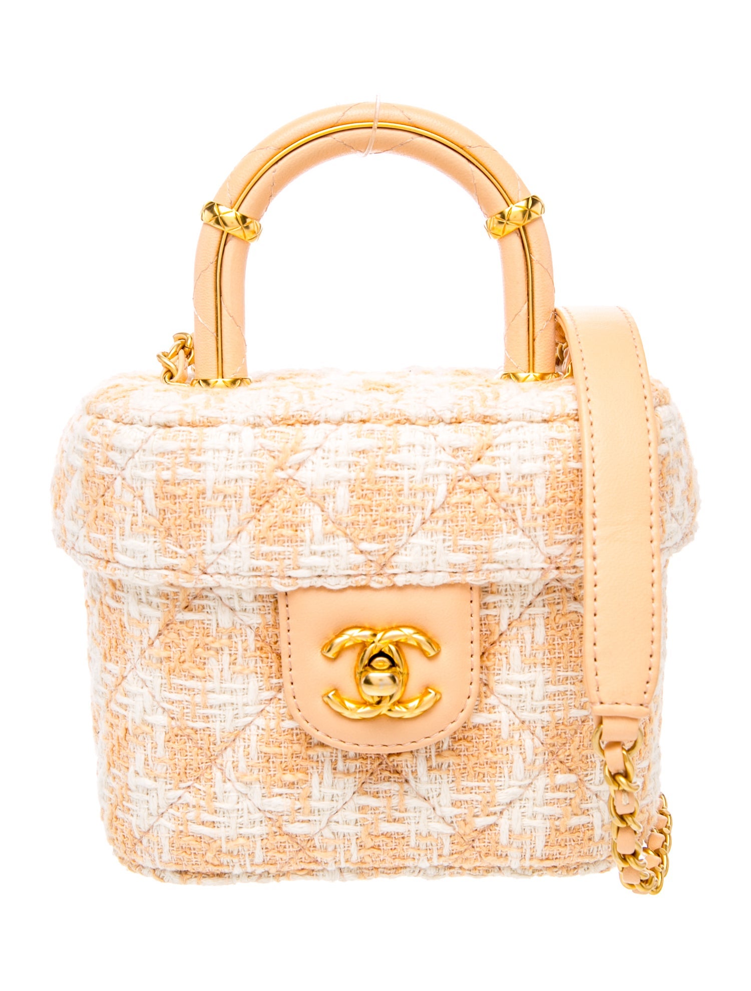 Chanel Tweed Top Handle Crush Flap Bag