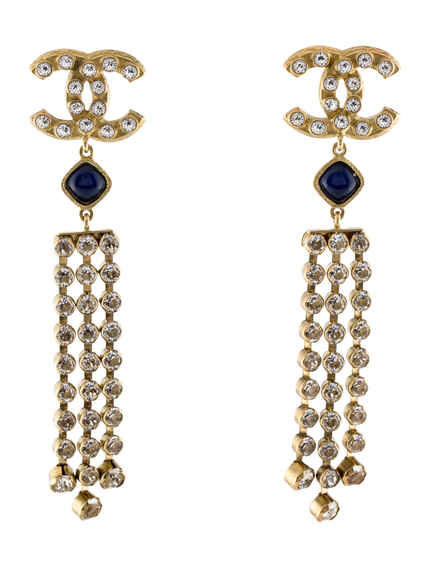 Chanel Strass & Resin CC Chandelier Earrings