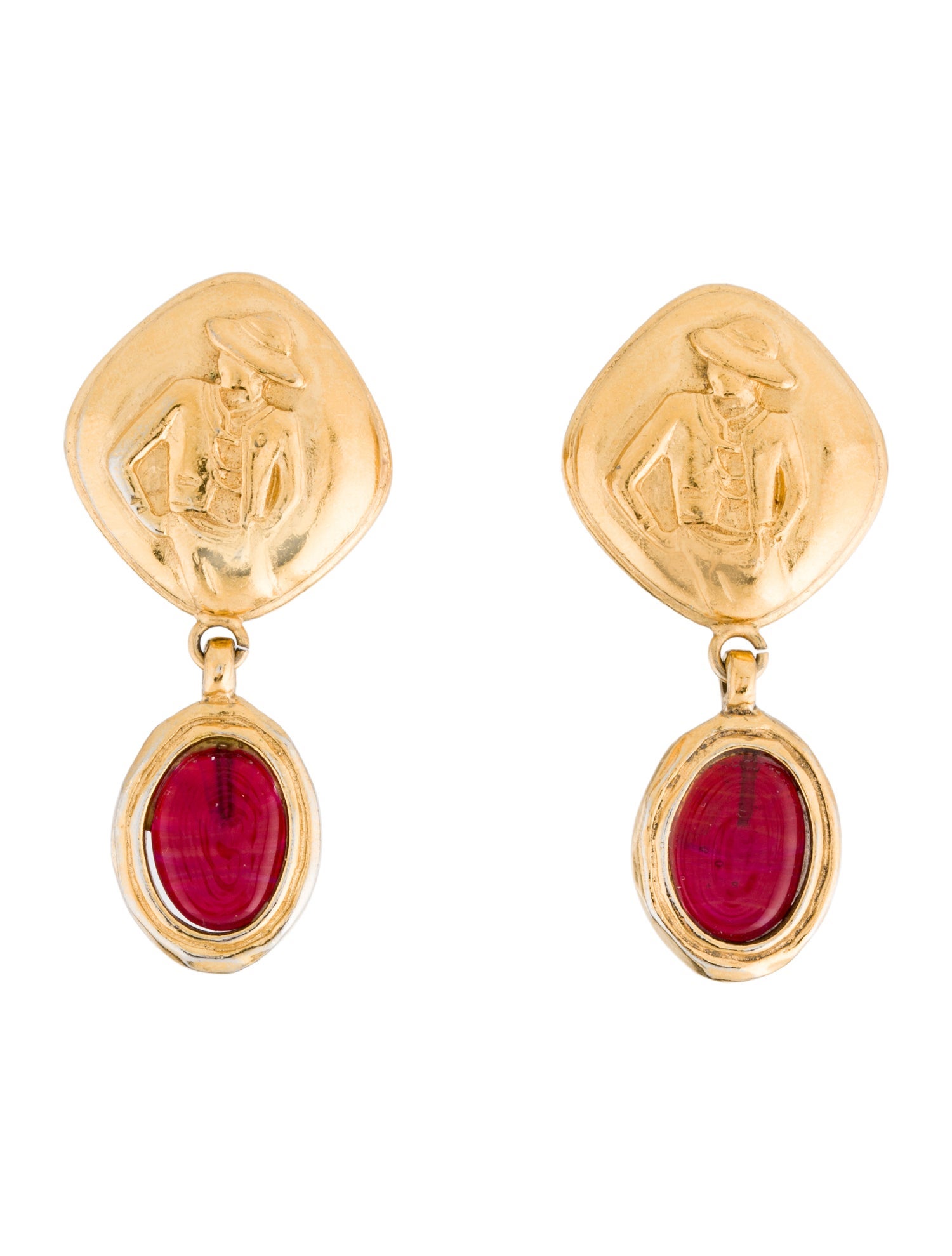 Chanel Vintage Gripoix Mademoiselle Coco Clip-On Drop Earrings