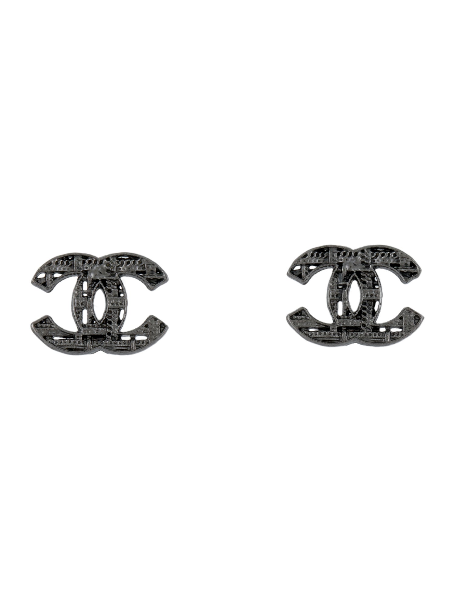 Chanel Textured CC Stud Earrings