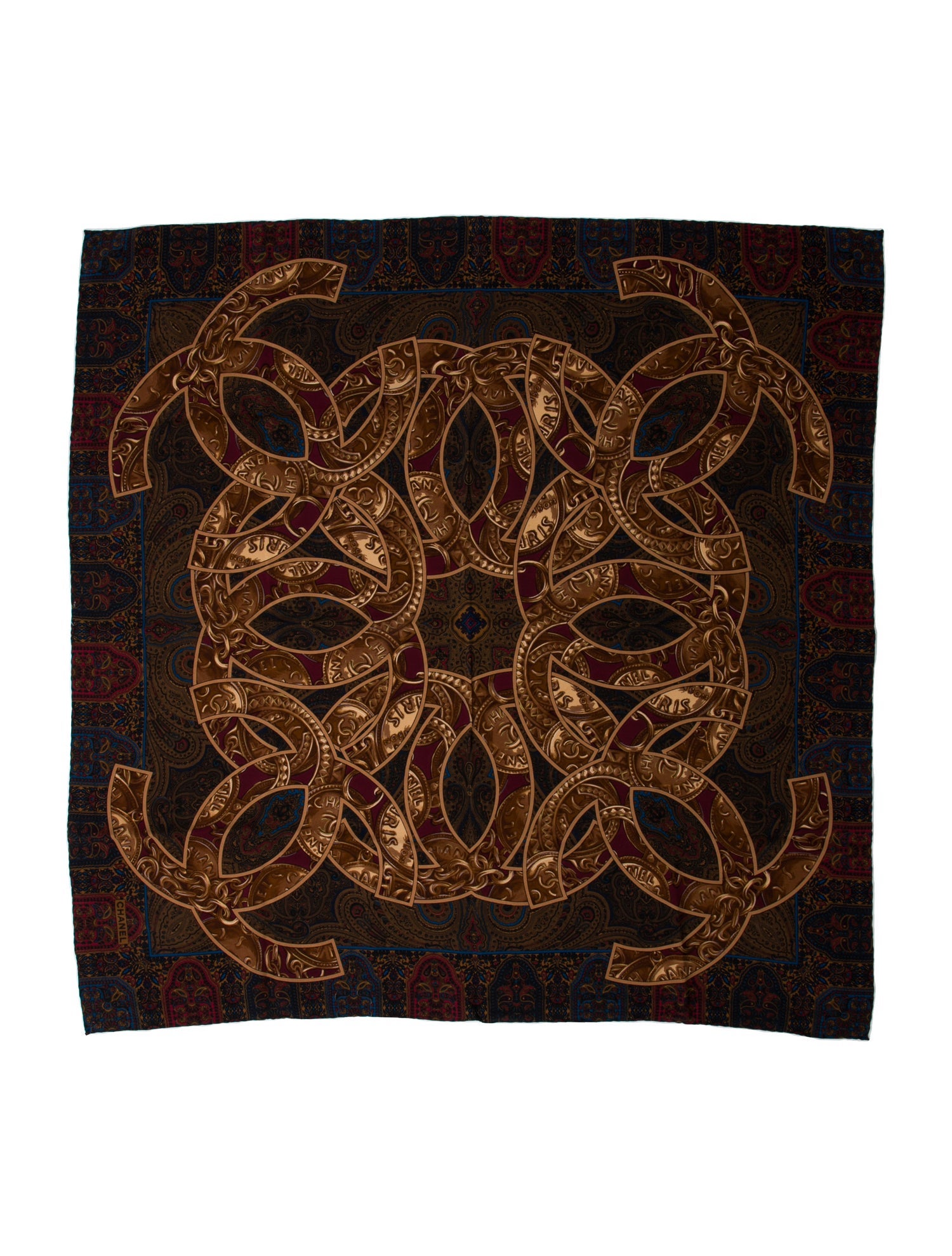 Chanel Silk Interlocking CC Logo Scarf