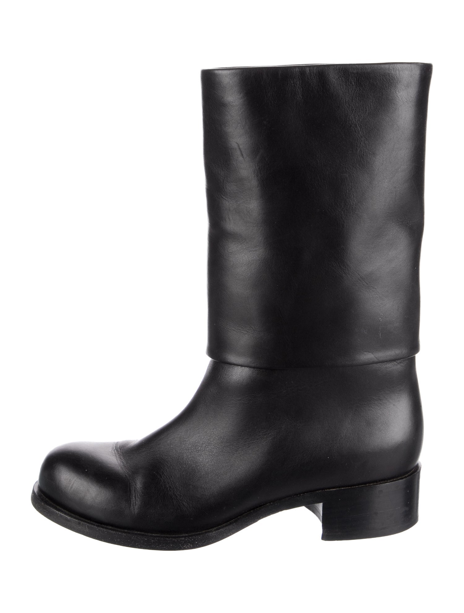 Chanel Interlocking CC Logo Leather Moto Boots