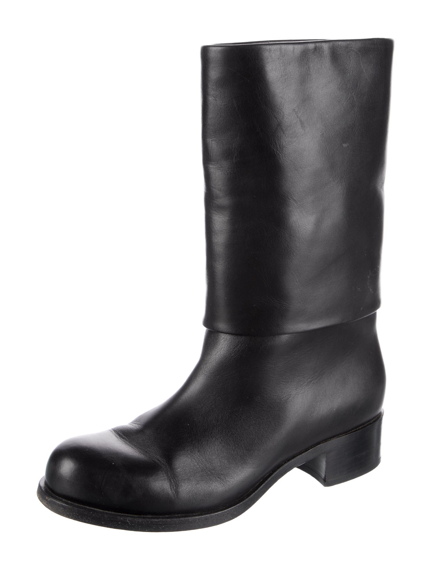 Chanel Interlocking CC Logo Leather Moto Boots