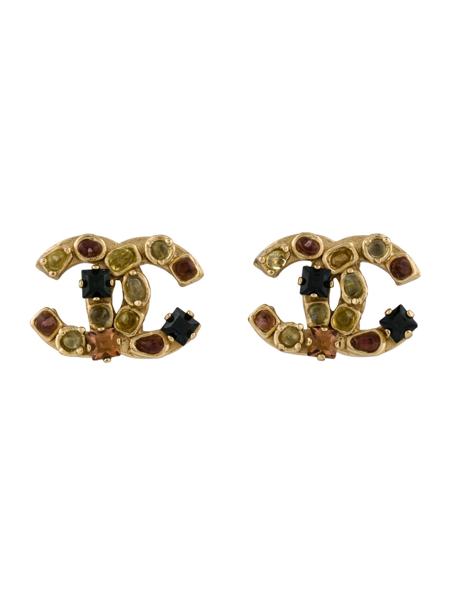 Chanel Strass & Resin CC Clip-On Earrings