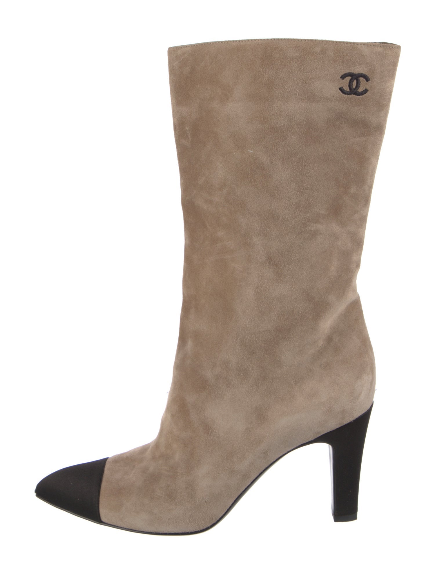 Chanel Interlocking CC Logo Suede Boots
