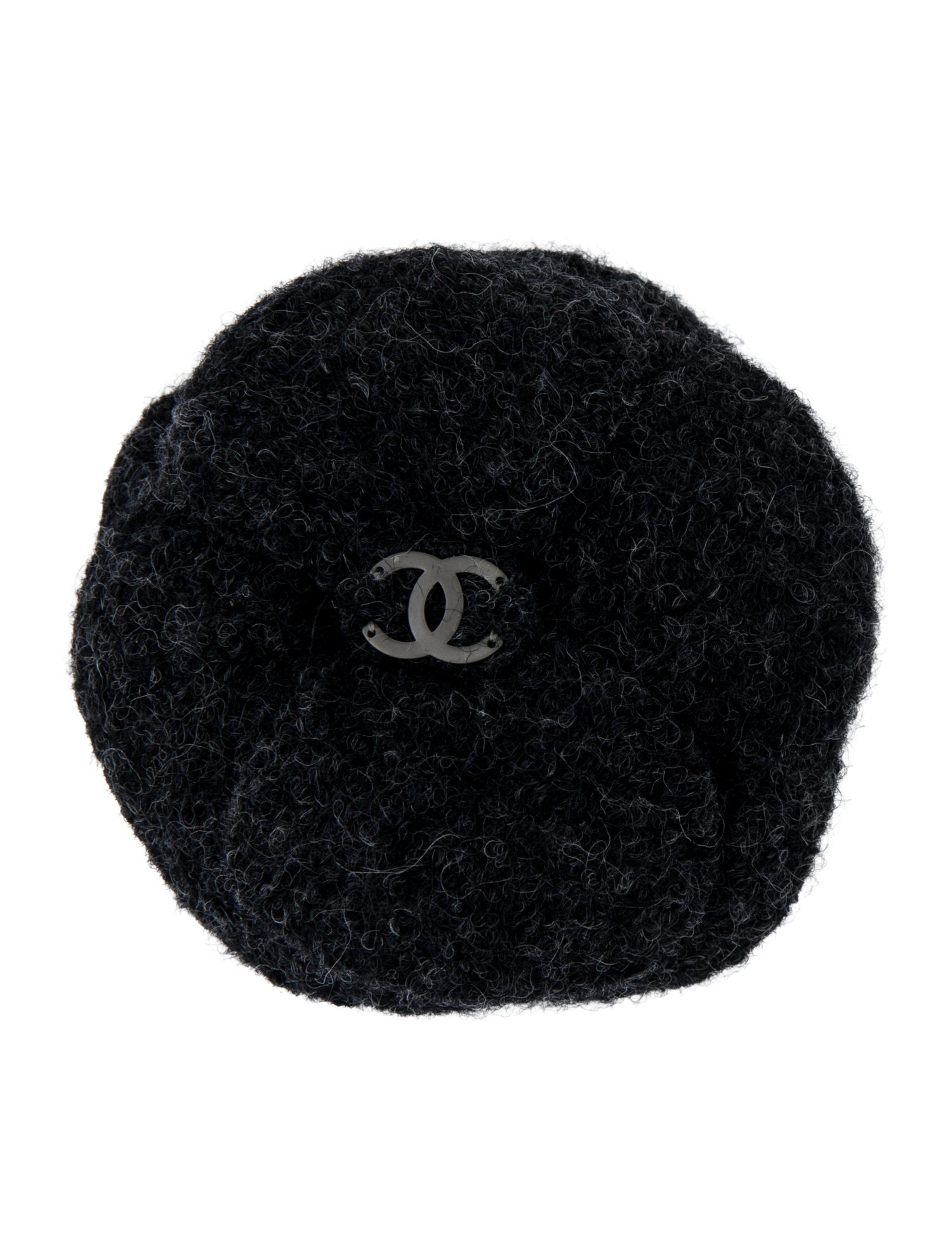 Chanel Vintage Wool CC Camellia Brooch