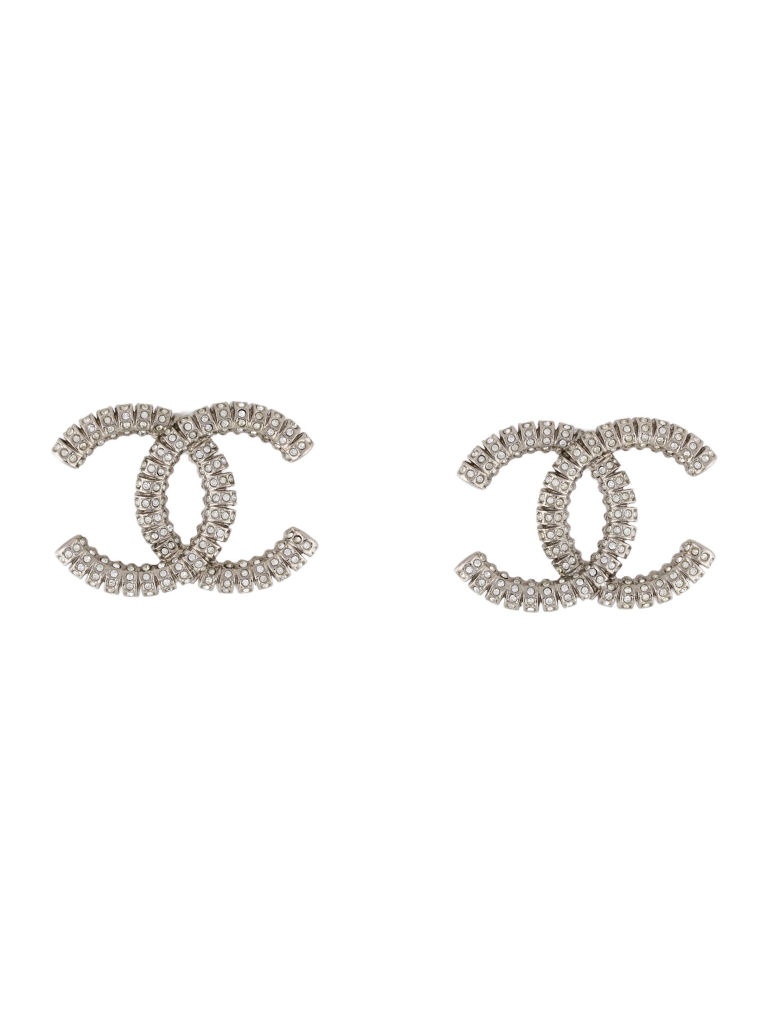 Chanel 2023 Strass CC Stud Earrings