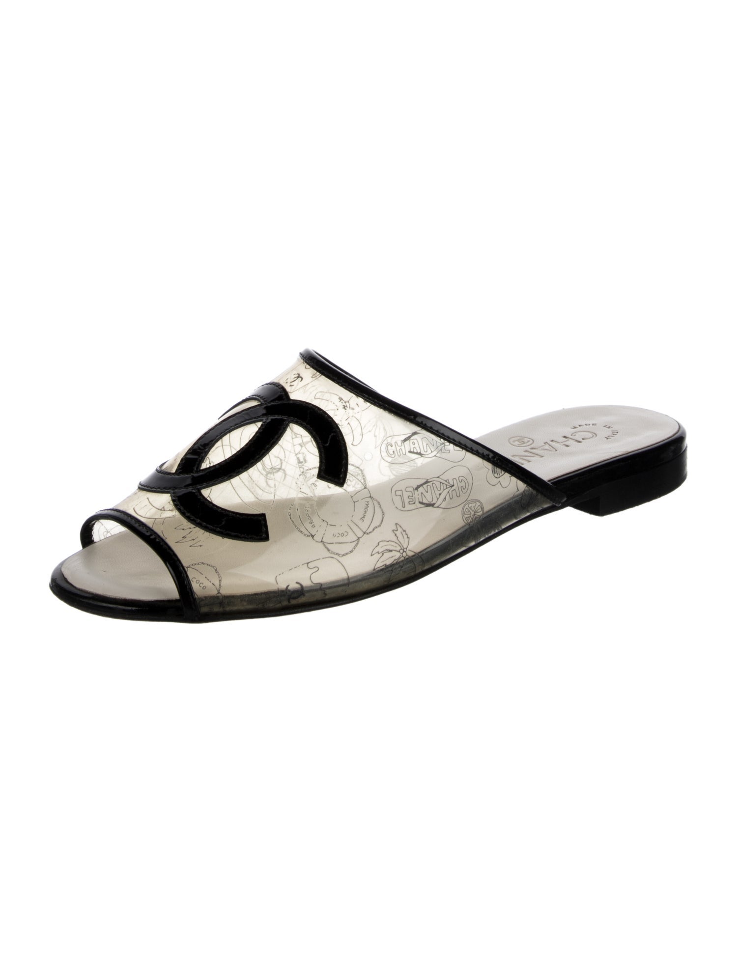 Chanel Interlocking CC Logo PVC Slides