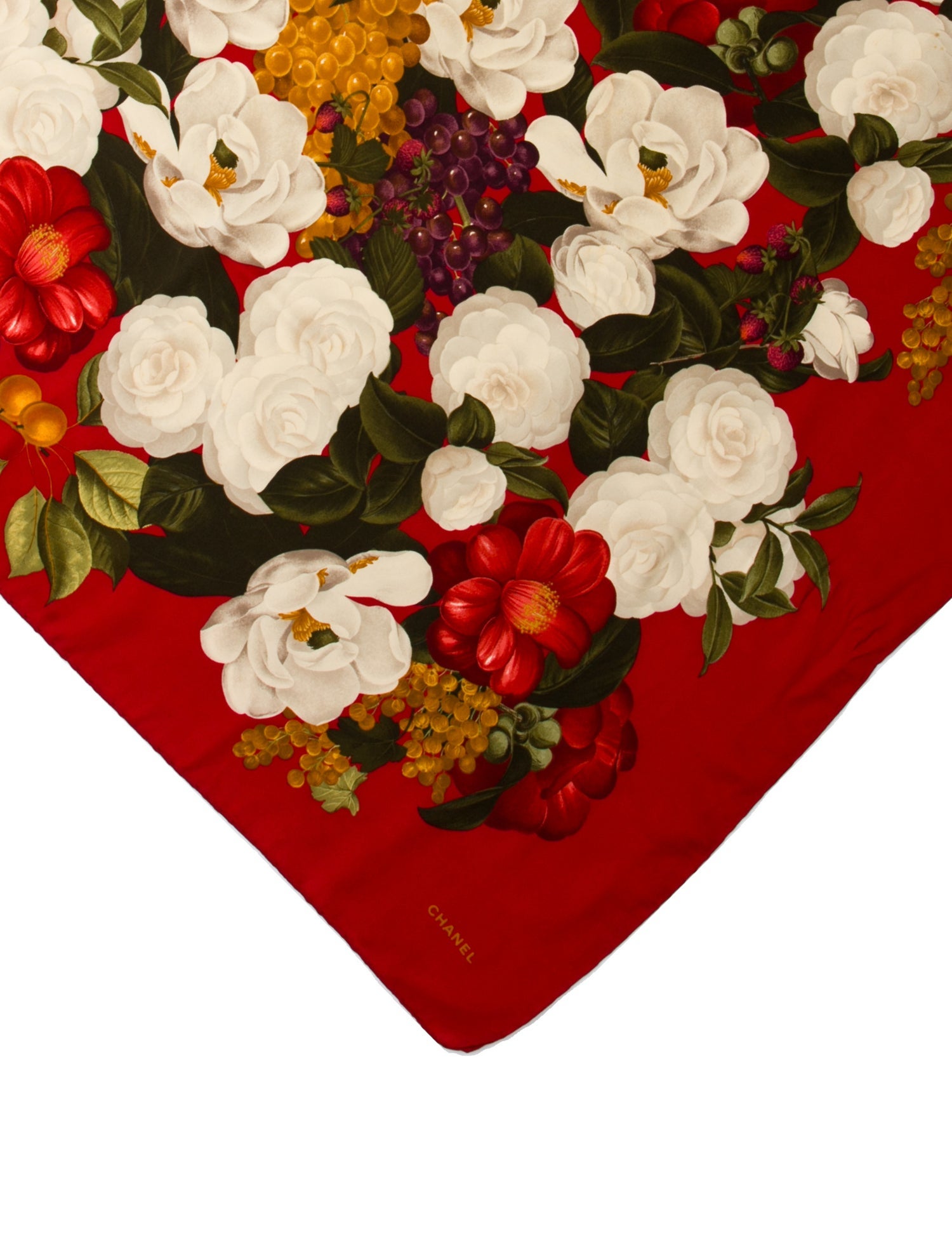 Chanel Silk Floral Print Scarf