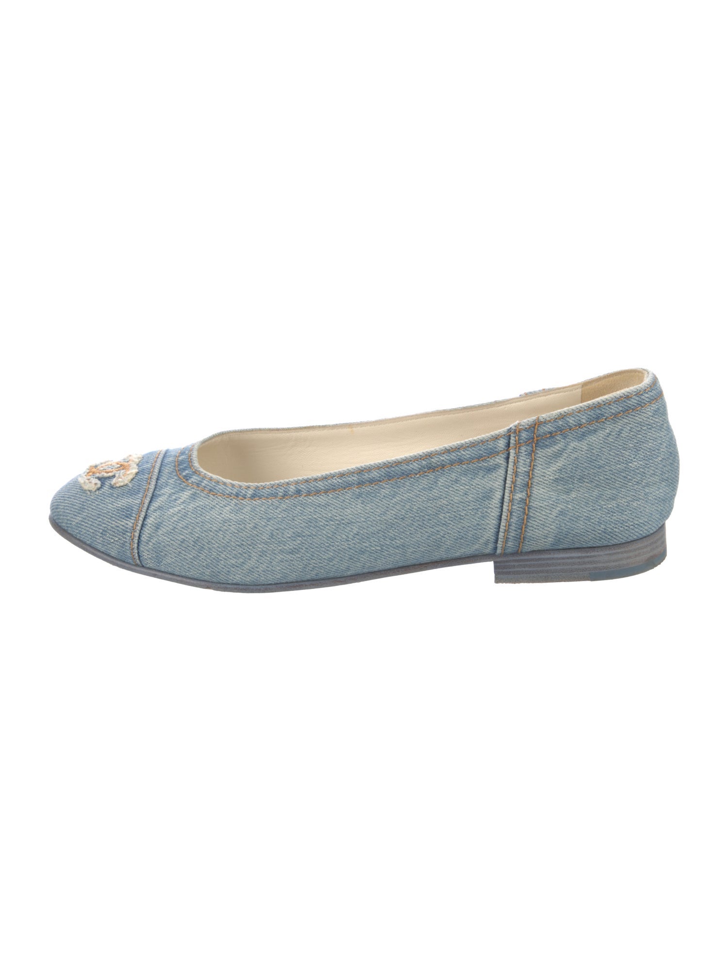 Chanel Interlocking CC Logo Denim Ballet Flats