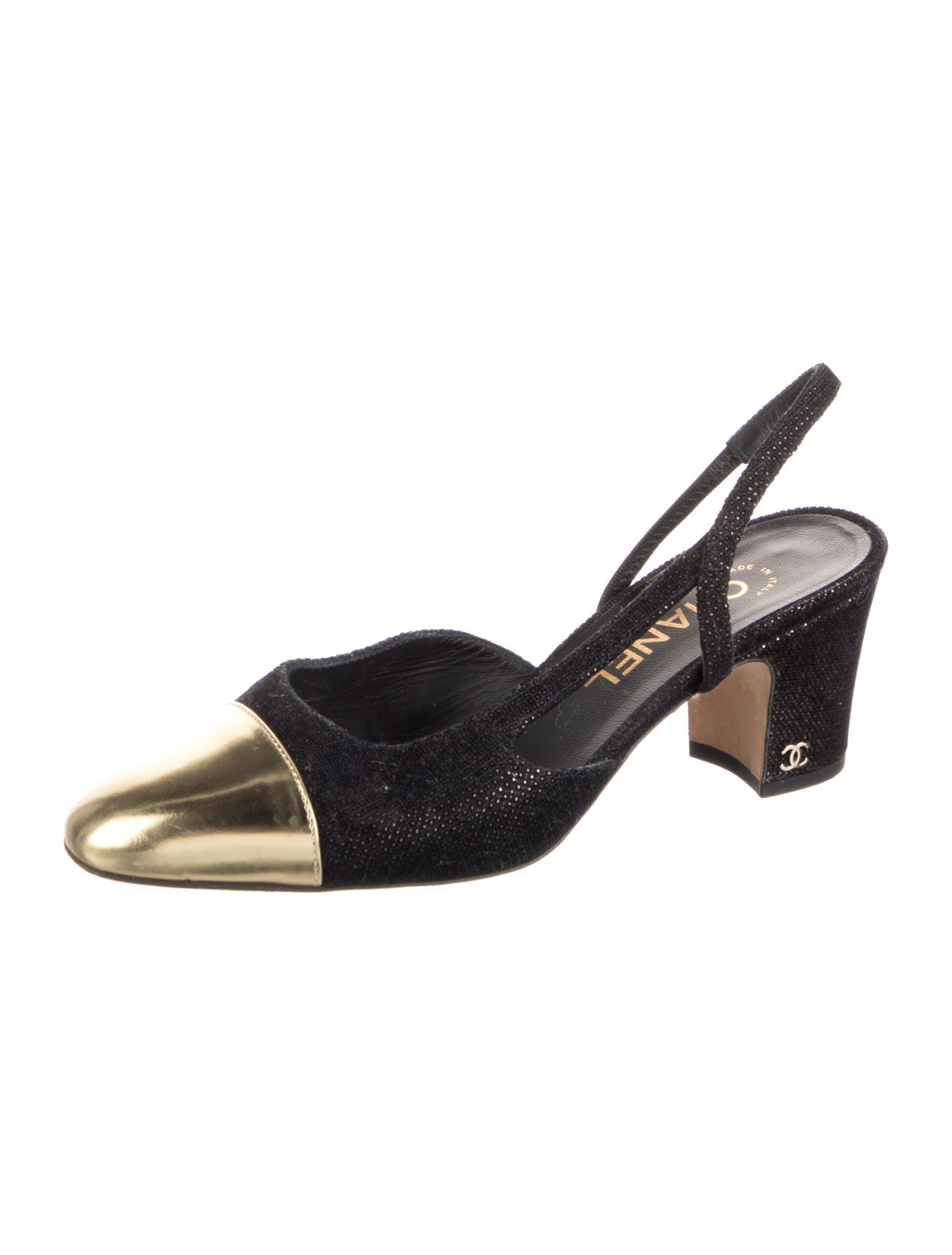 Chanel Interlocking CC Logo Velvet Slingback Pumps