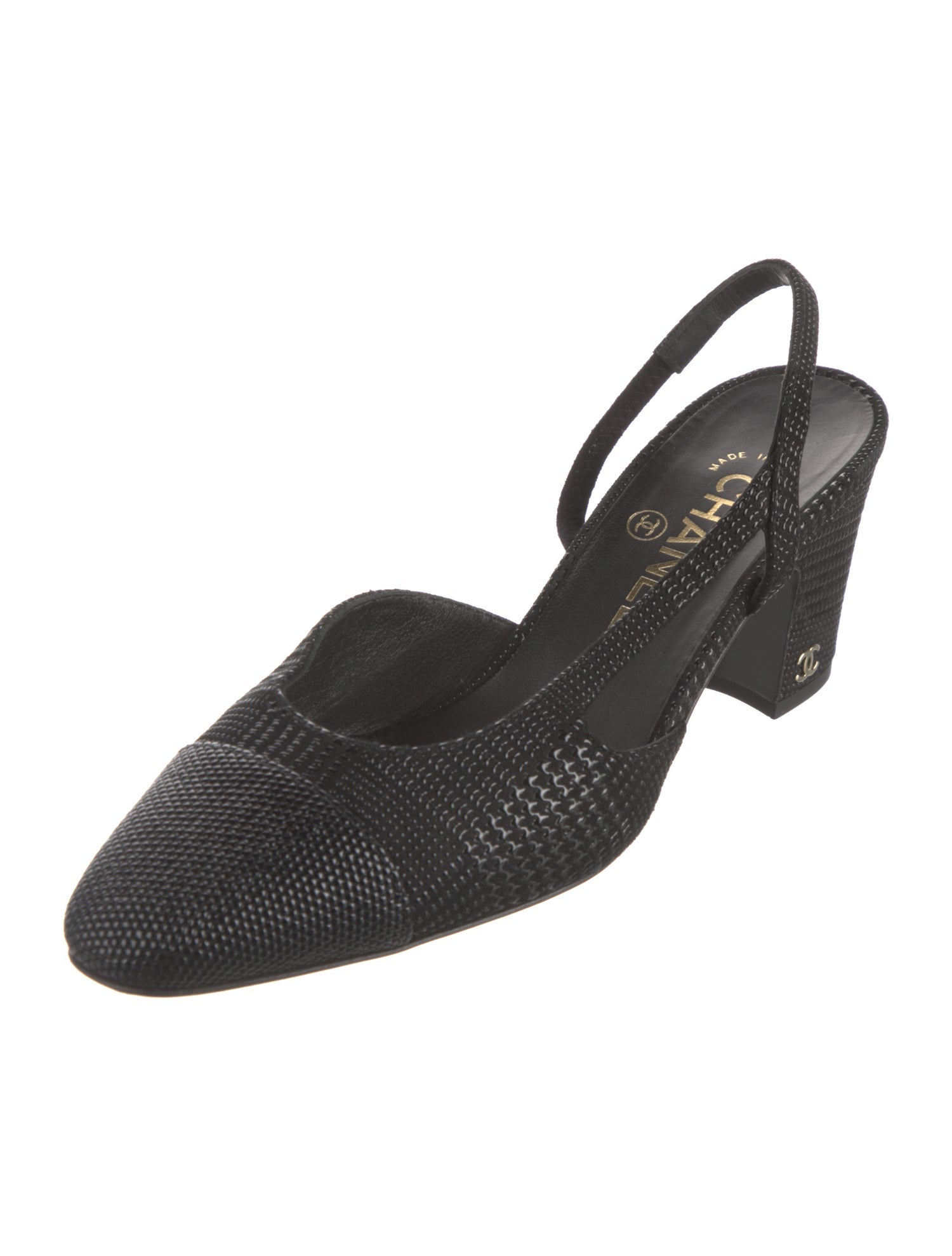 Chanel Interlocking CC Logo Slingback Pumps