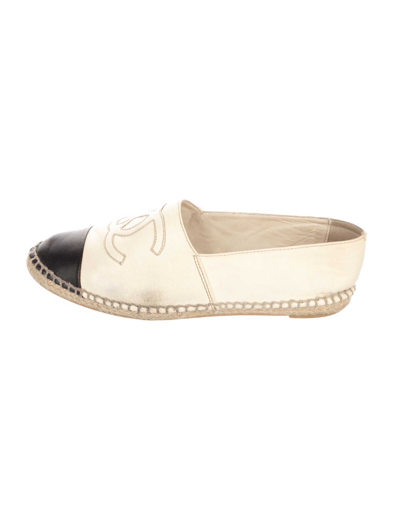 Chanel Interlocking CC Logo Leather Espadrilles