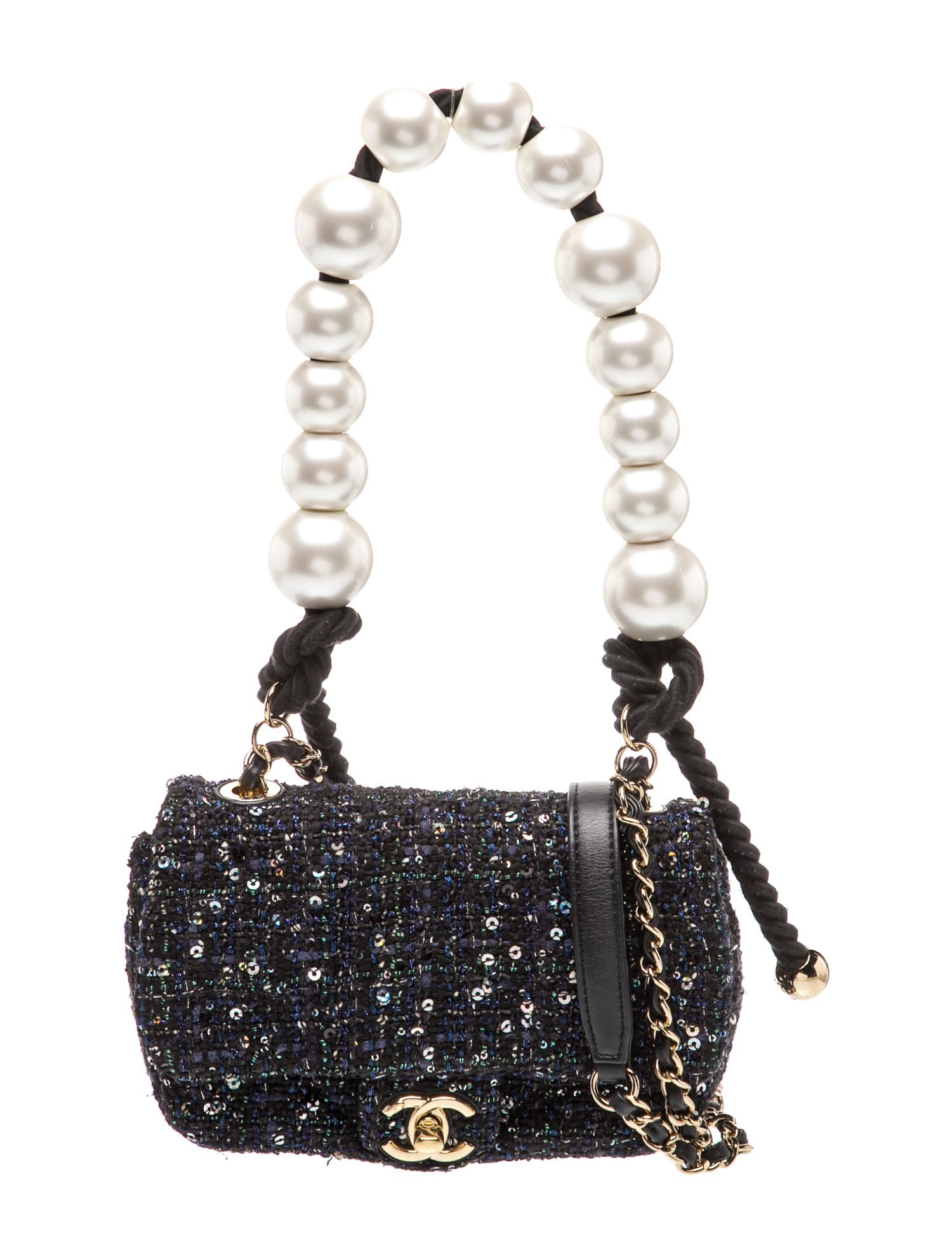 Chanel Mini Tweed Pearl Handle Flap Bag