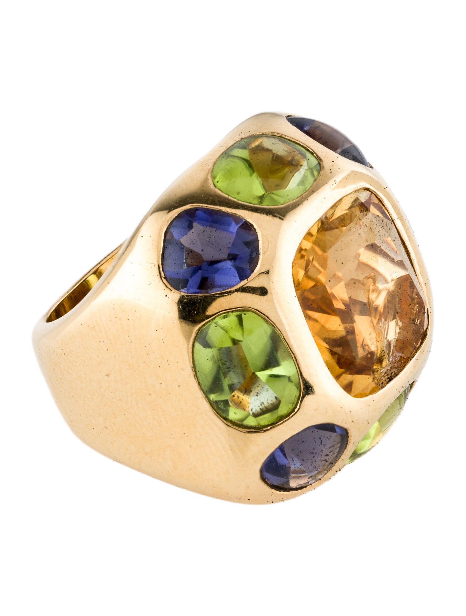 Chanel 18K Citrine, Peridot & Iolite Cocktail Ring