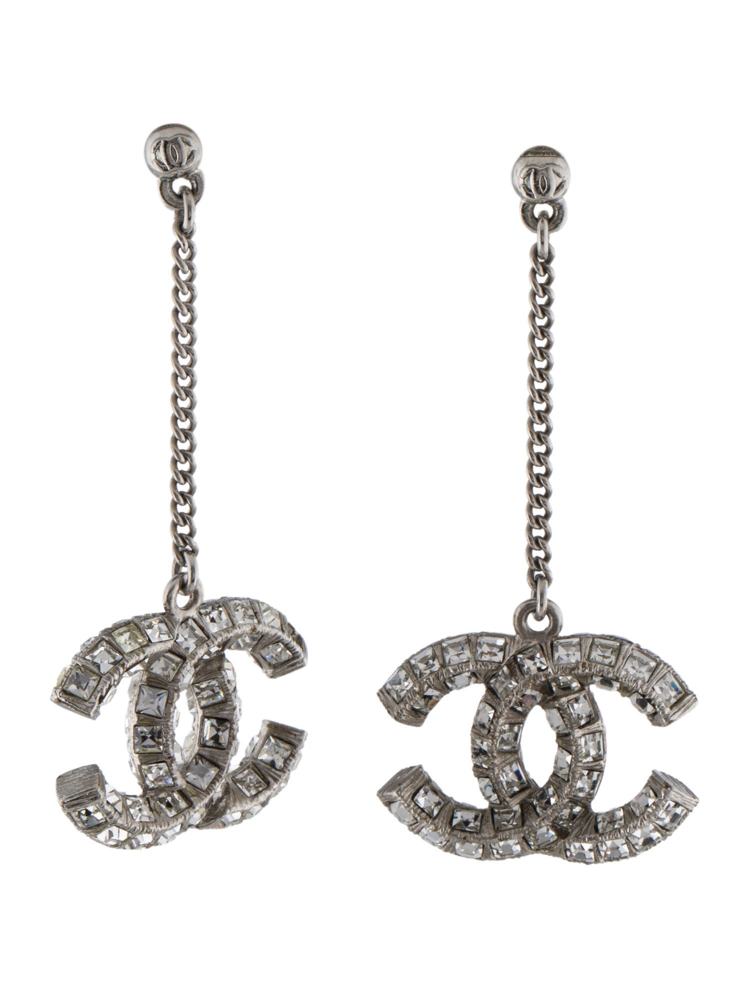 Chanel Strass CC Drop Earrings