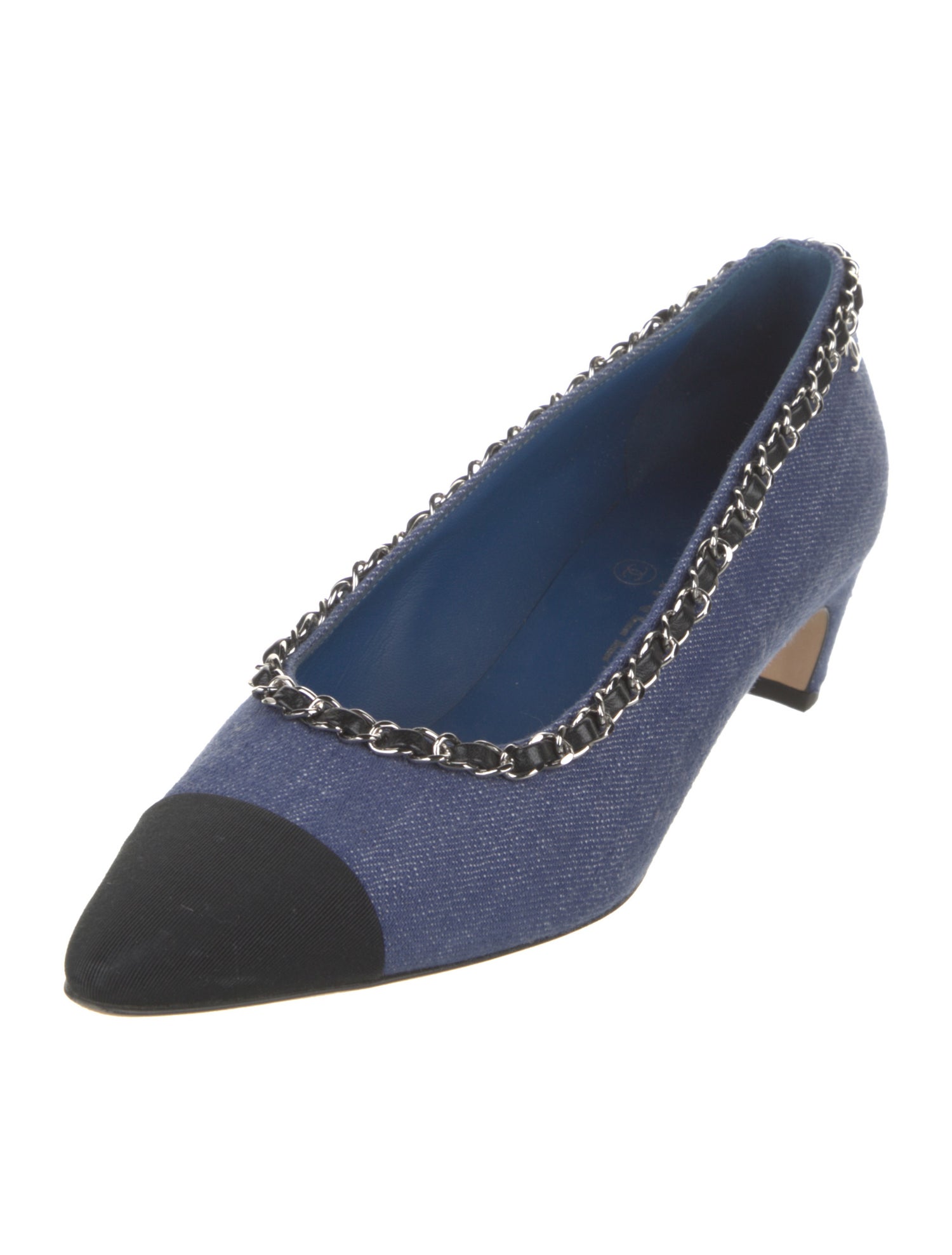 Chanel Denim Tweed Pattern Pumps