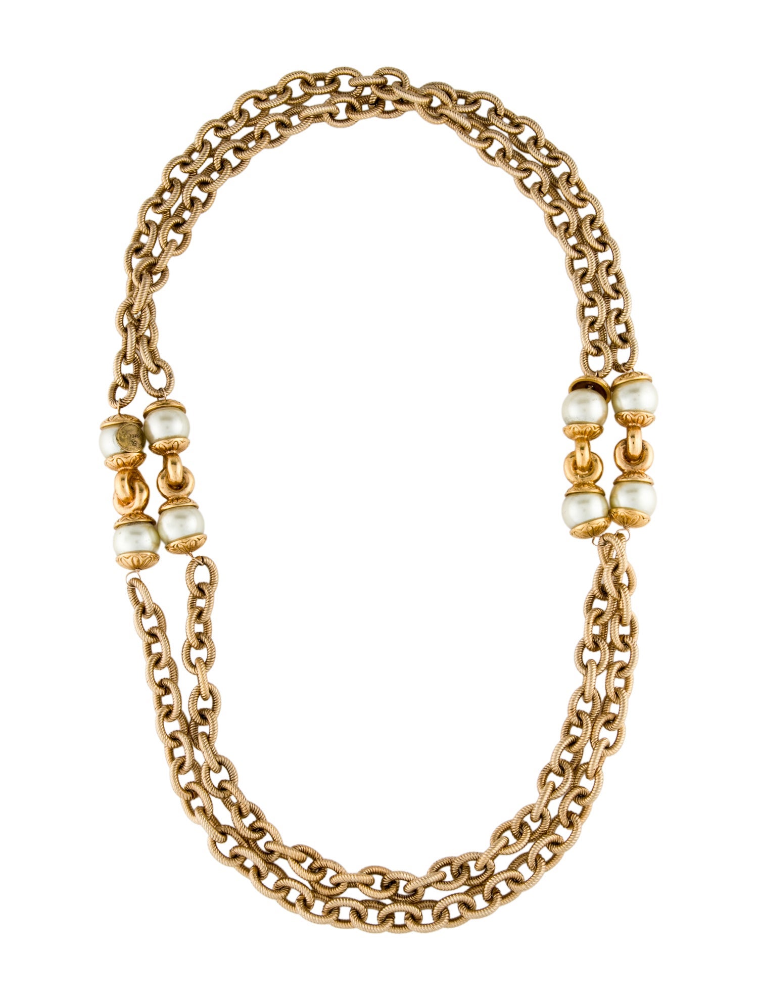Chanel Vintage Faux Pearl Station Necklace