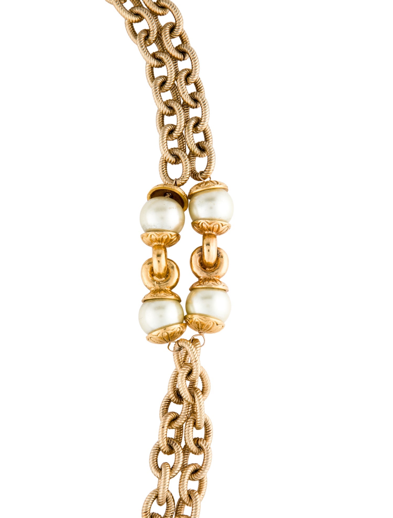 Chanel Vintage Faux Pearl Station Necklace