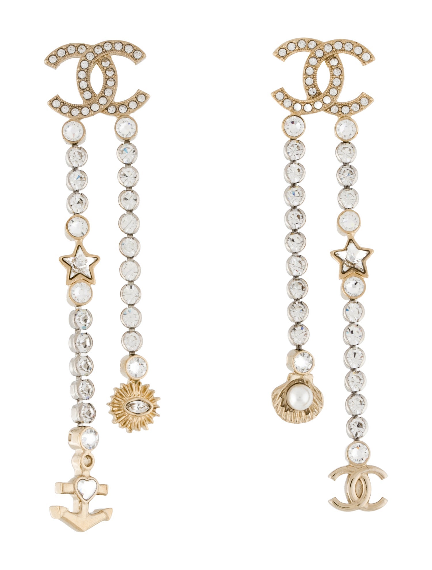 Chanel 2025 Faux Pearl & Strass CC Drop Earrings