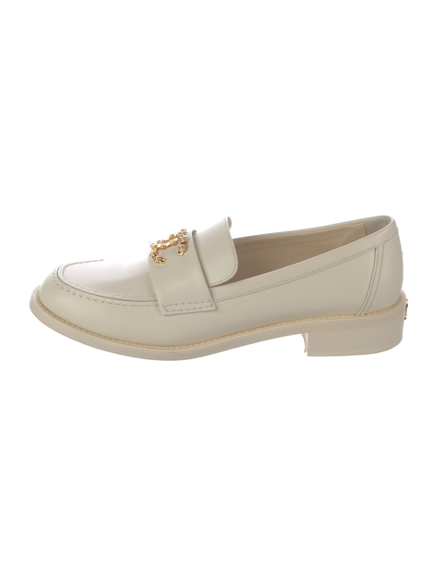 Chanel Interlocking CC Logo Leather Loafers
