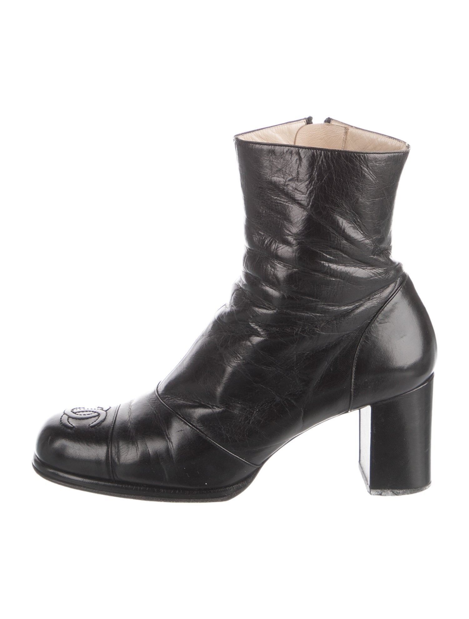 Chanel Interlocking CC Logo Leather Boots