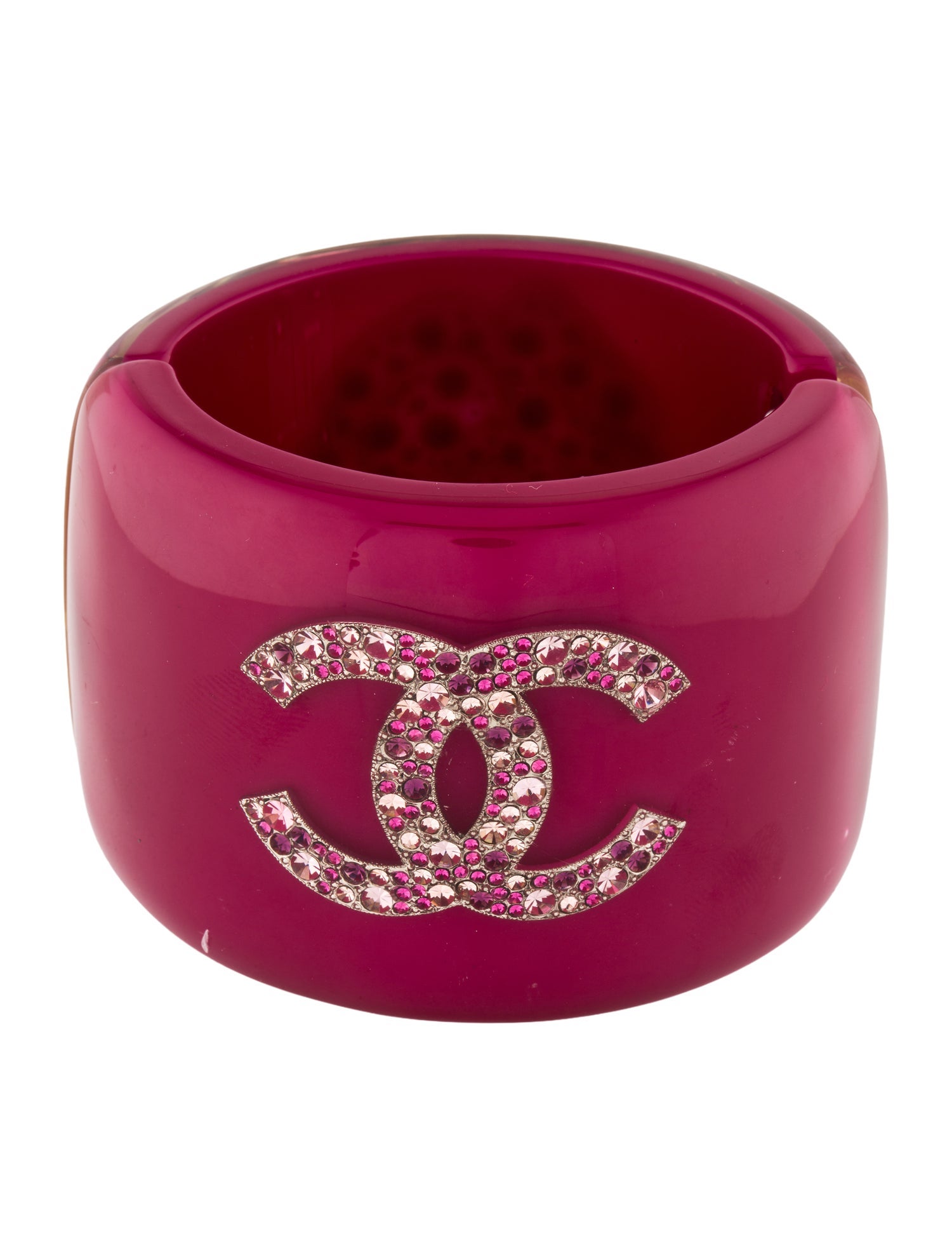 Chanel Resin & Strass Camellia CC Hinged Cuff Bracelet