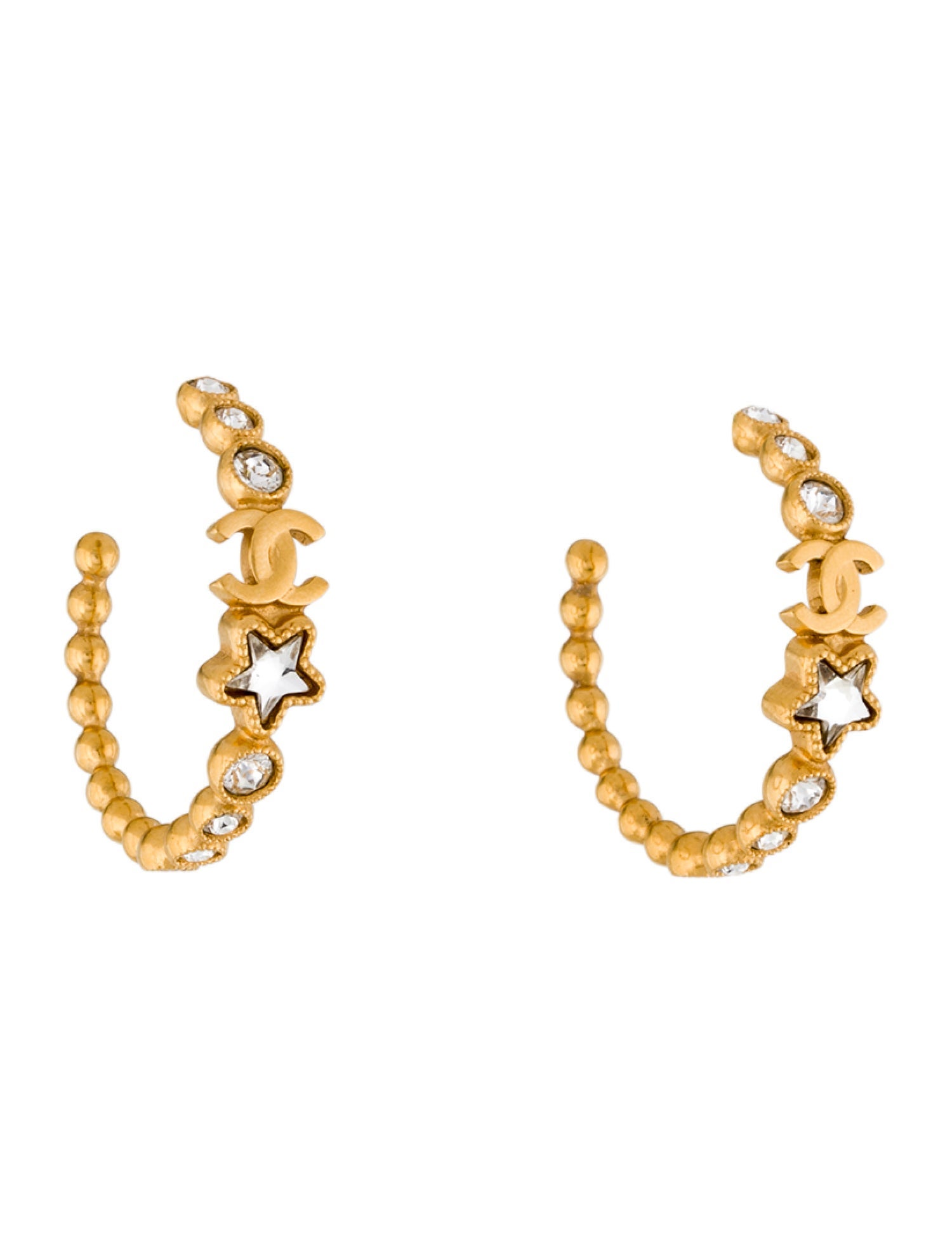 Chanel 2024 Strass Star & CC Hoop Earrings