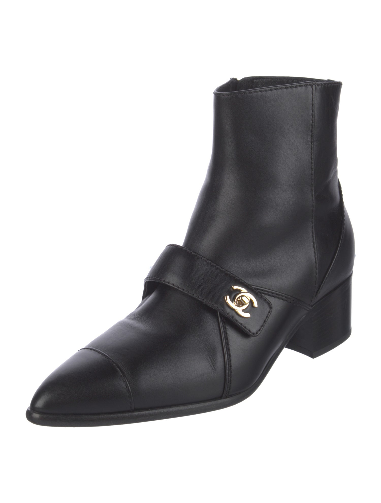 Chanel Interlocking CC Logo Leather Boots