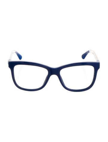 Pre-owned Chanel Interlocking Cc Logo Wayfarer Eyeglasses In Blue