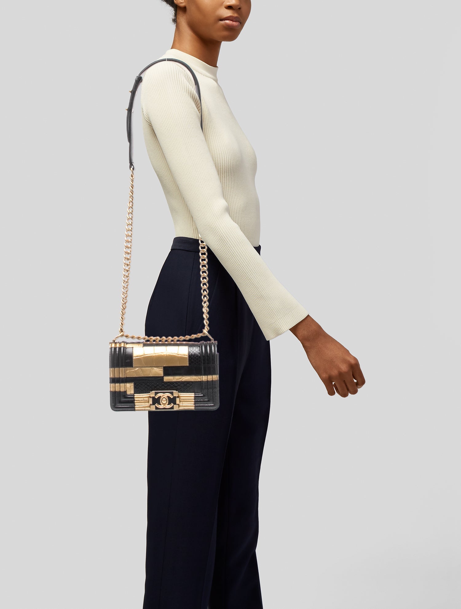 Chanel Paris-New York Small Embossed Boy Bag