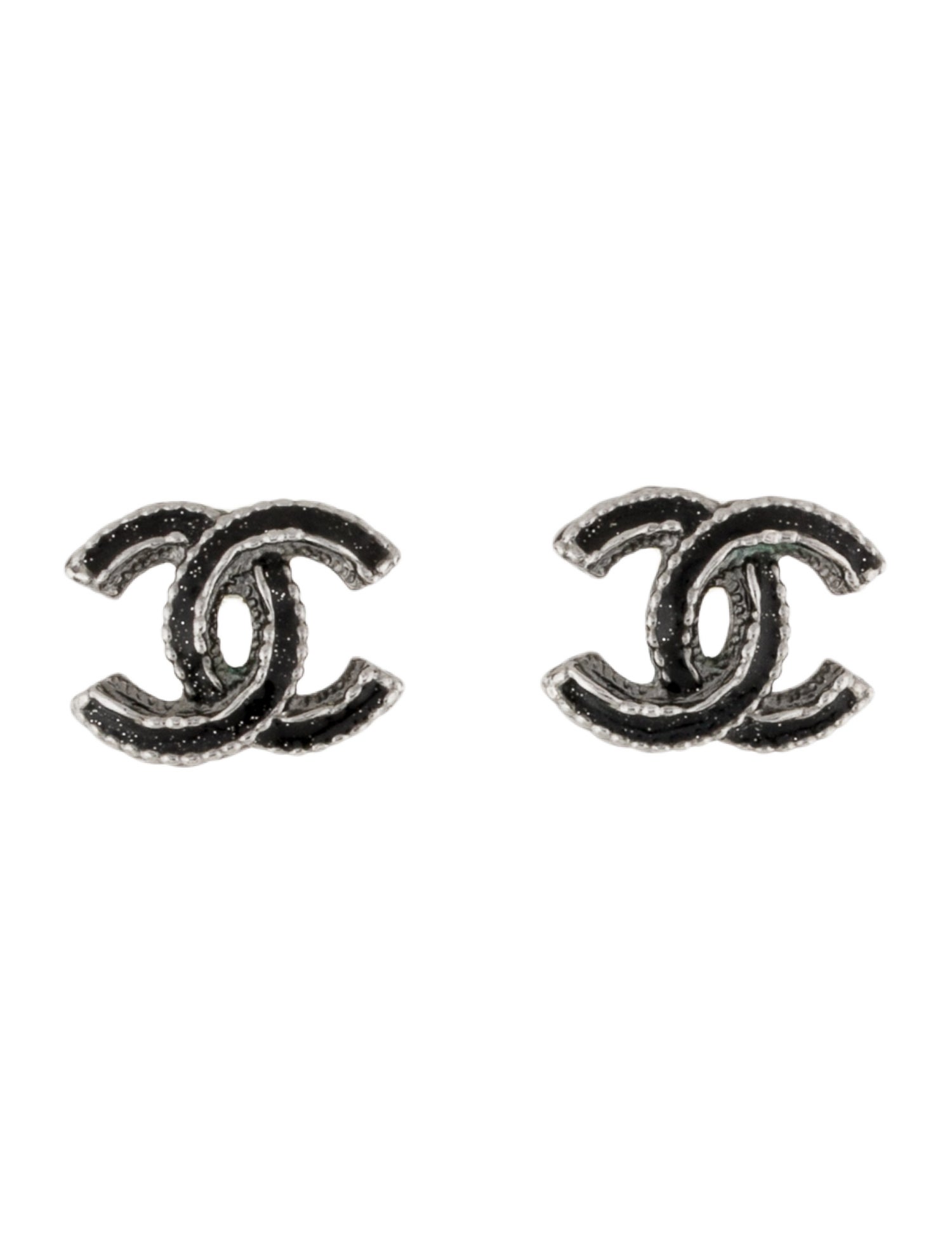 Chanel Enamel CC Stud Earrings