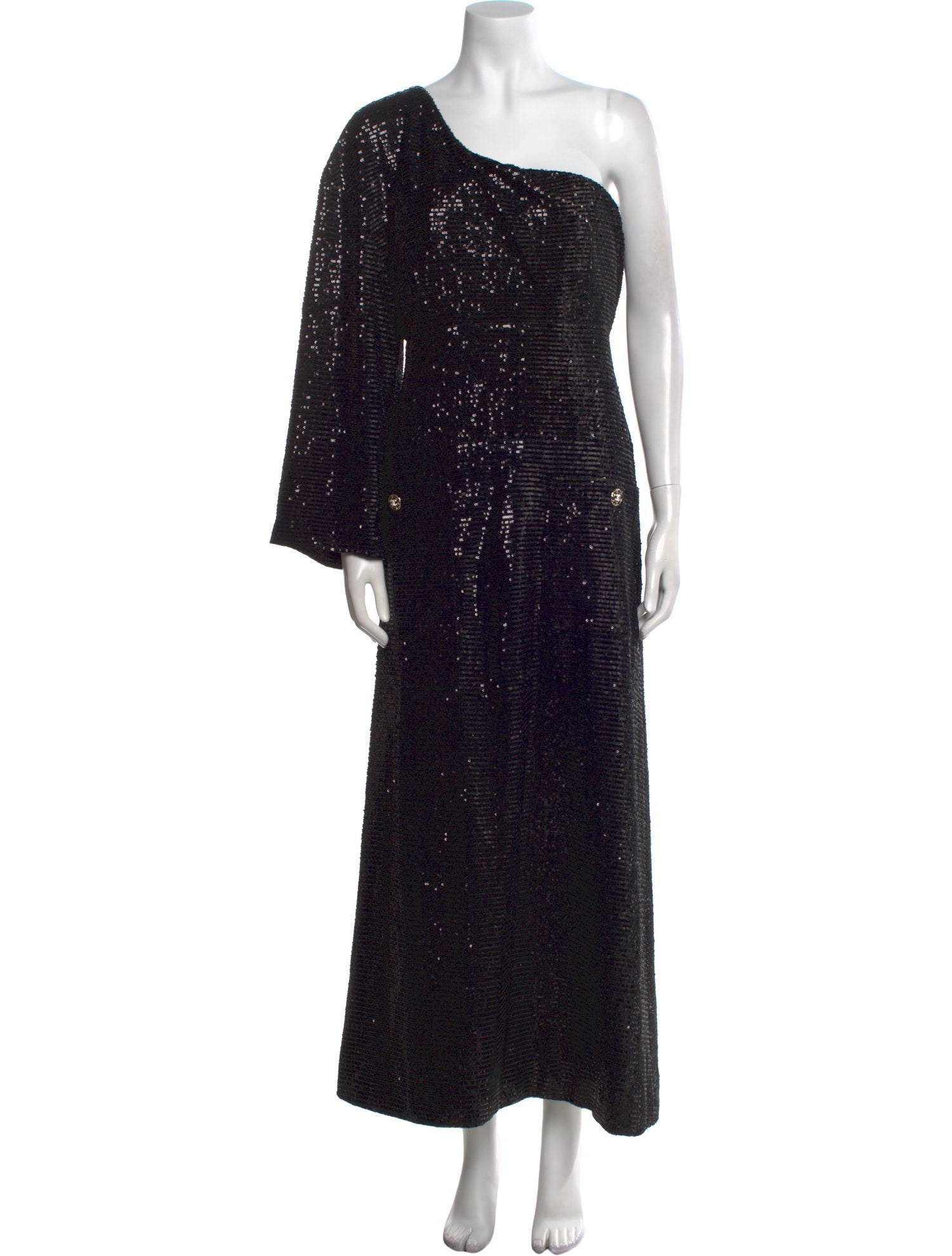 chanel one shoulder dress My Sister's Closet