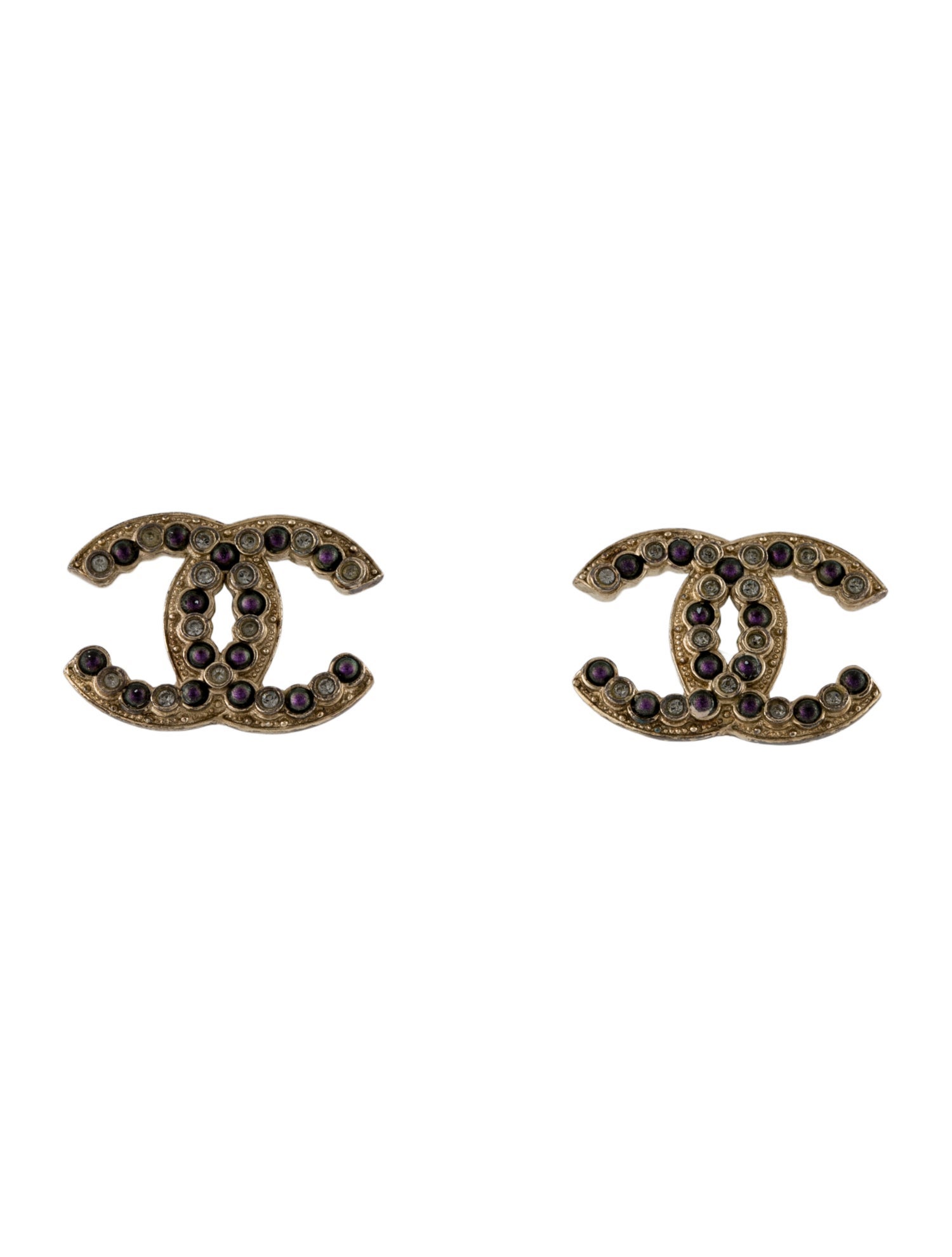 Chanel 2022 Faux Pearl & Strass CC Stud Earrings