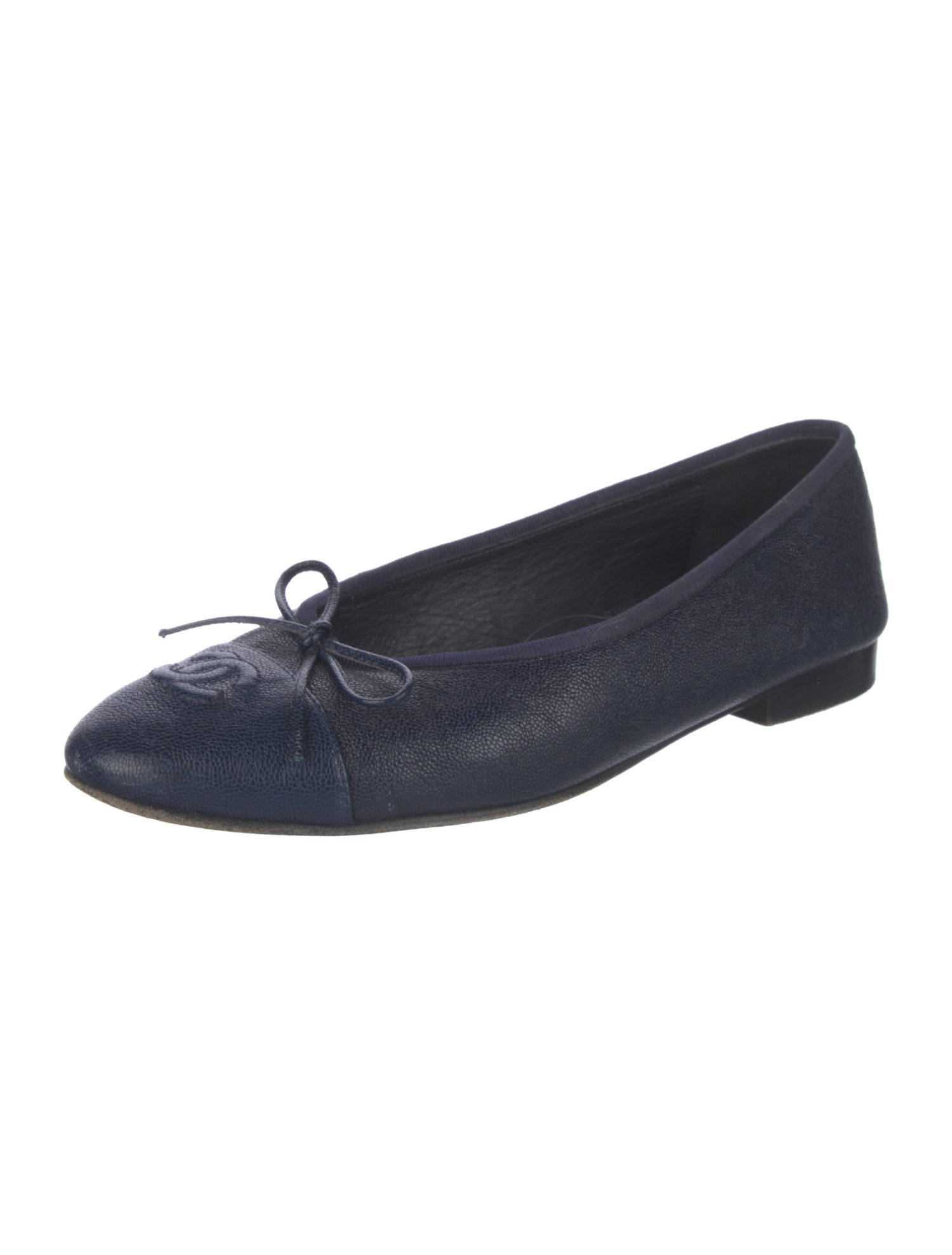 Chanel Interlocking CC Logo Bow Accents Ballet Flats