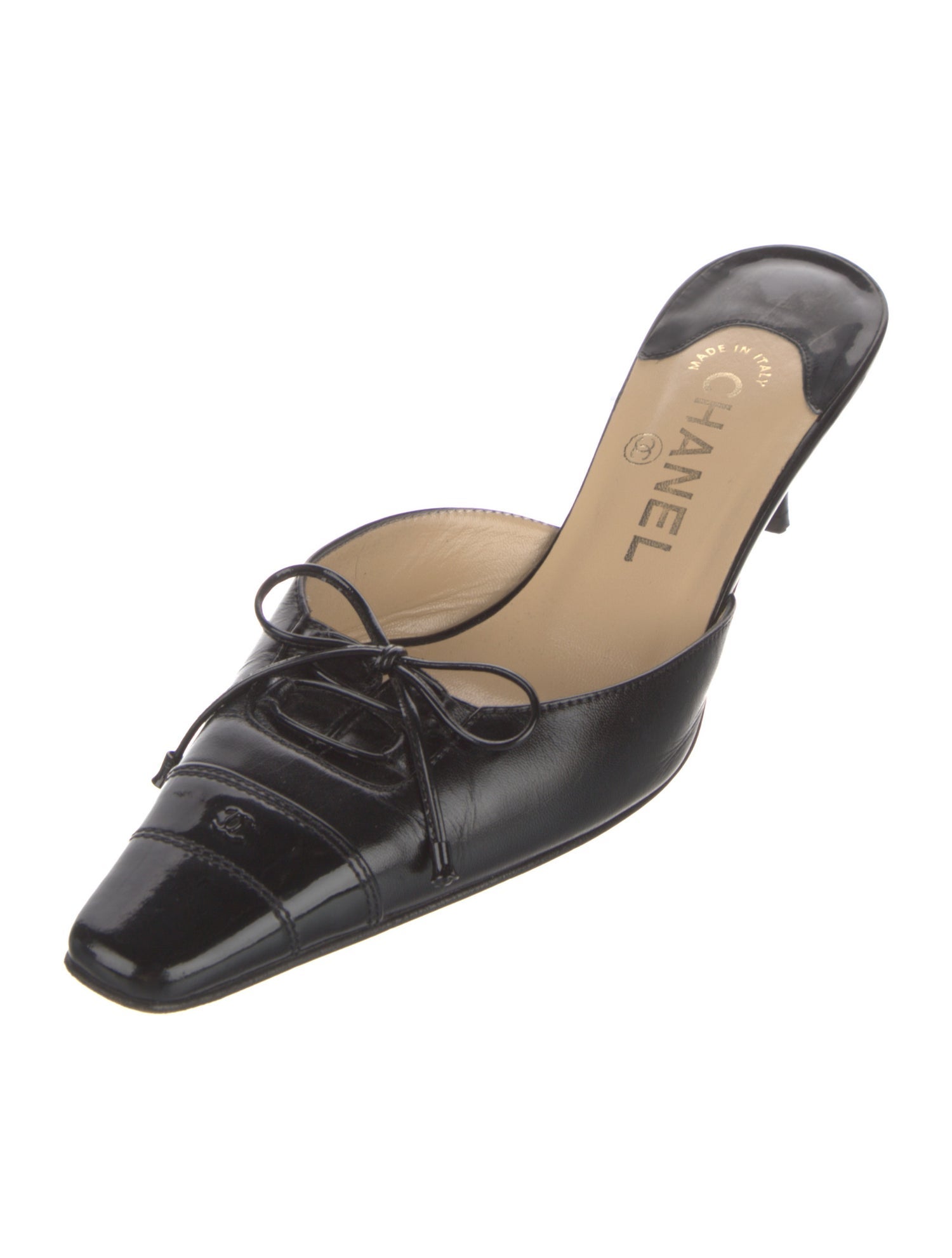 Chanel Interlocking CC Logo Leather Mules